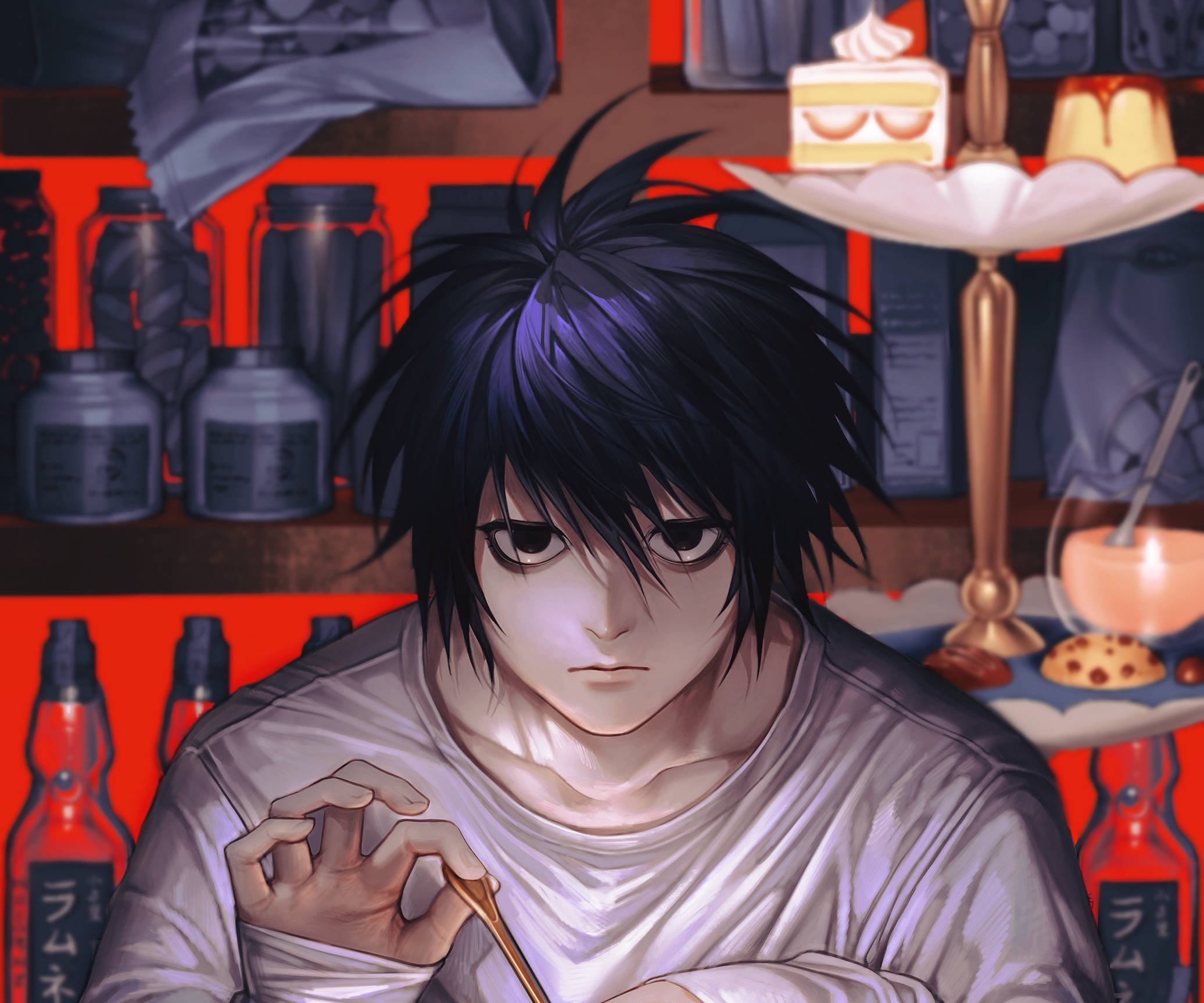 Death Note, L, cake, Full HD Desktop Wallpaper