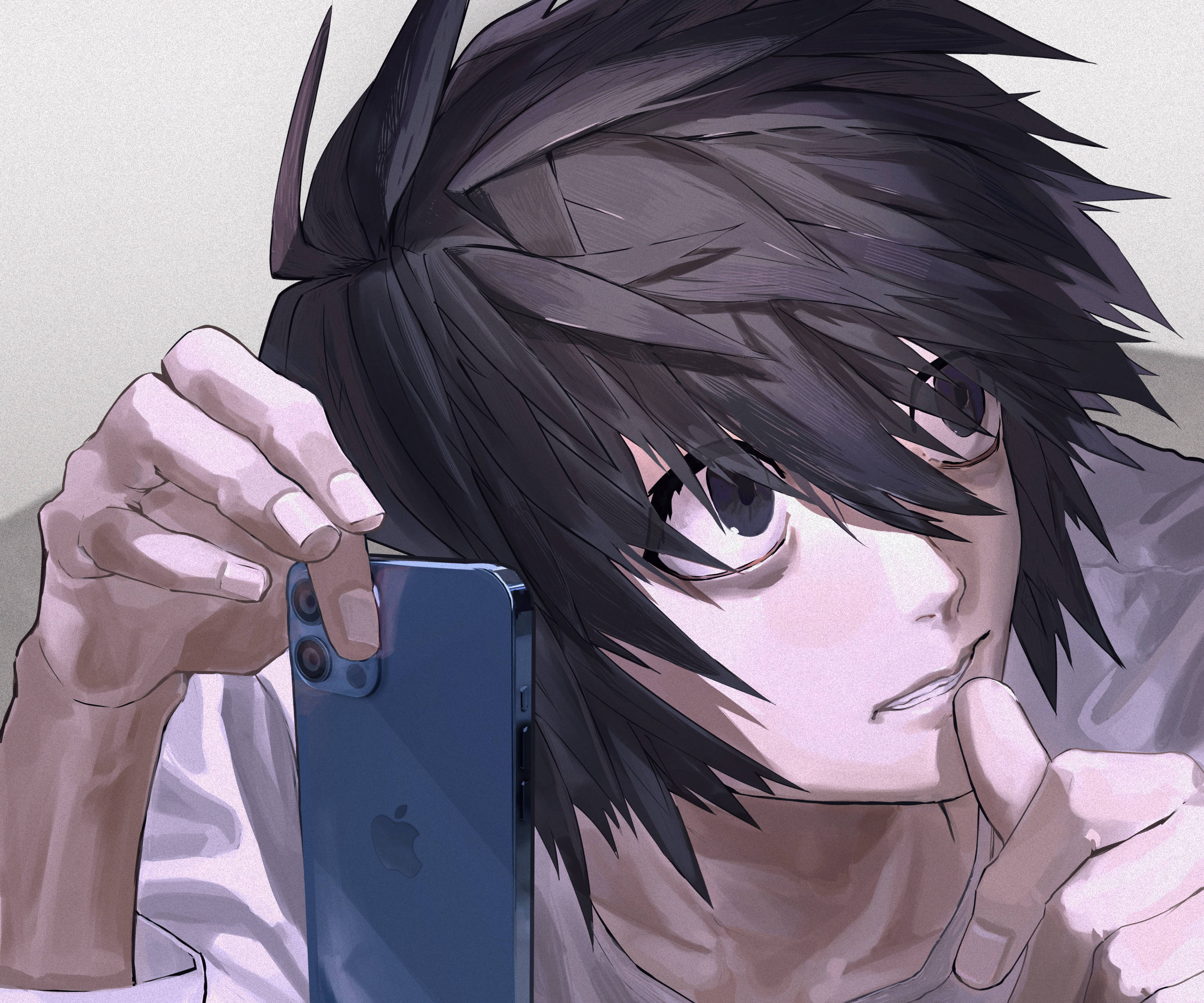 Death Note, L, spiky black hair, 2K Desktop Wallpaper