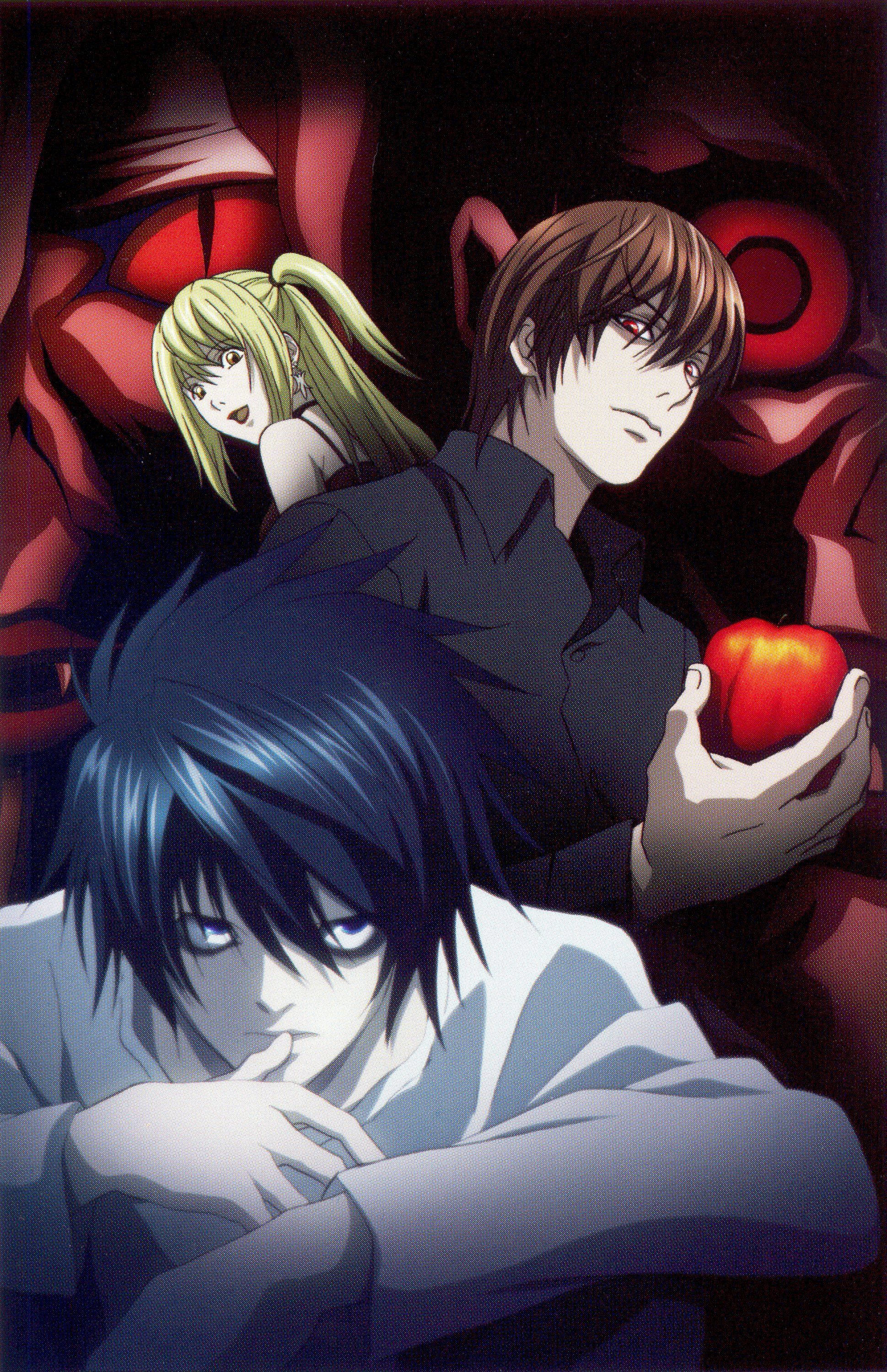 Death Note, L, red apple, 2K Phone Wallpaper