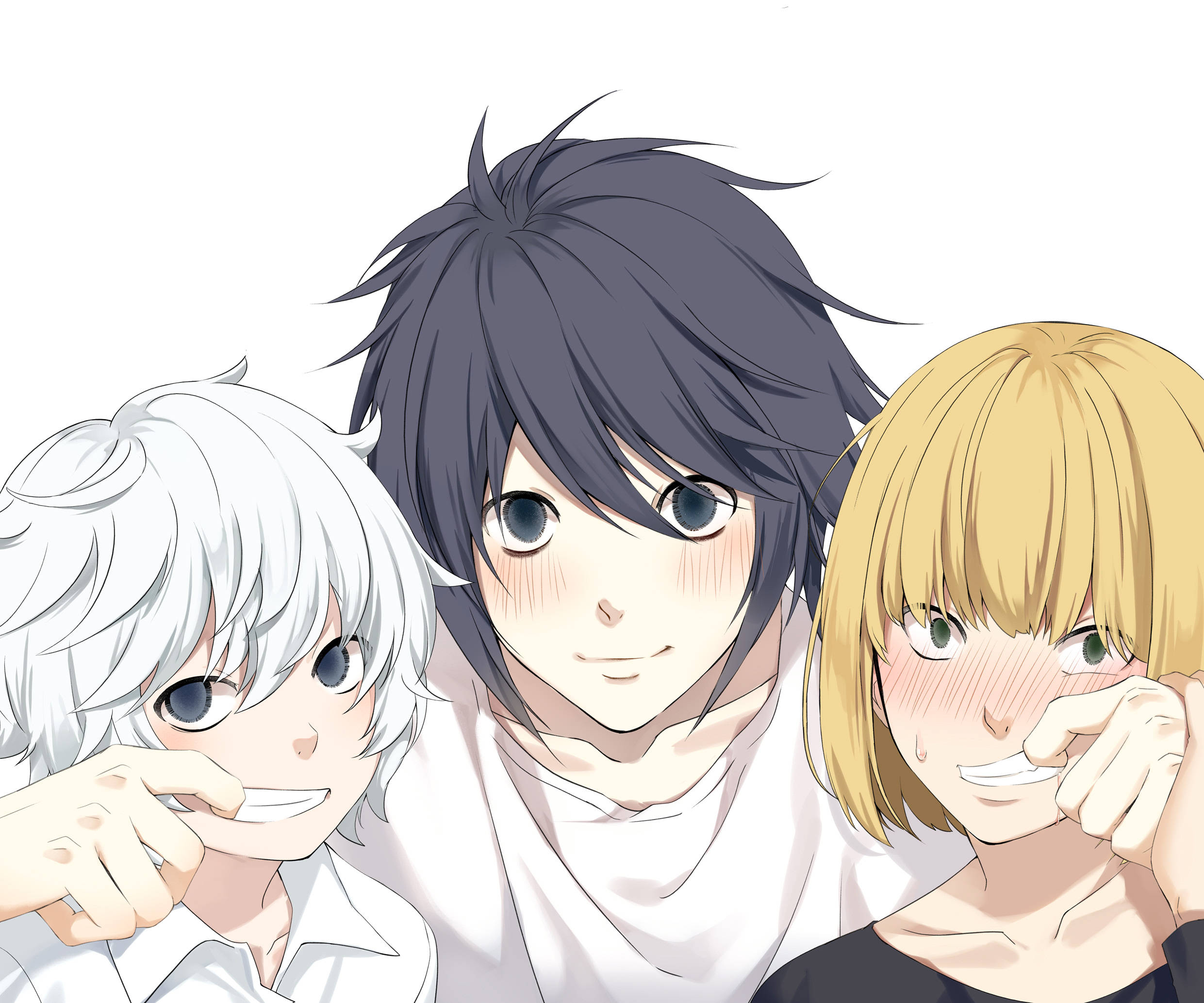 Death Note L, young characters, white gray hair, Full HD Desktop Wallpaper