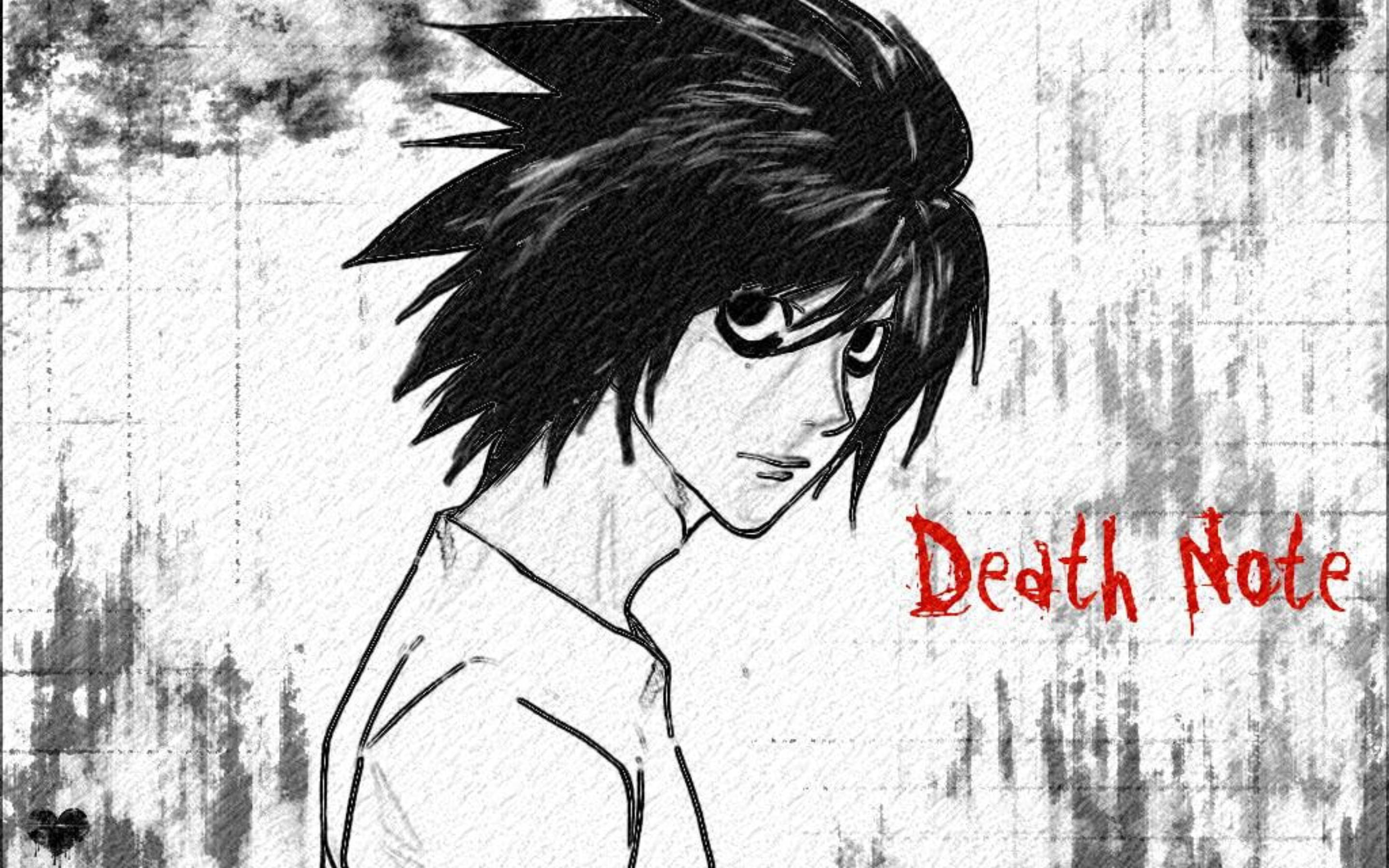 Death Note, L, spiky black hair, 2K Desktop Wallpaper