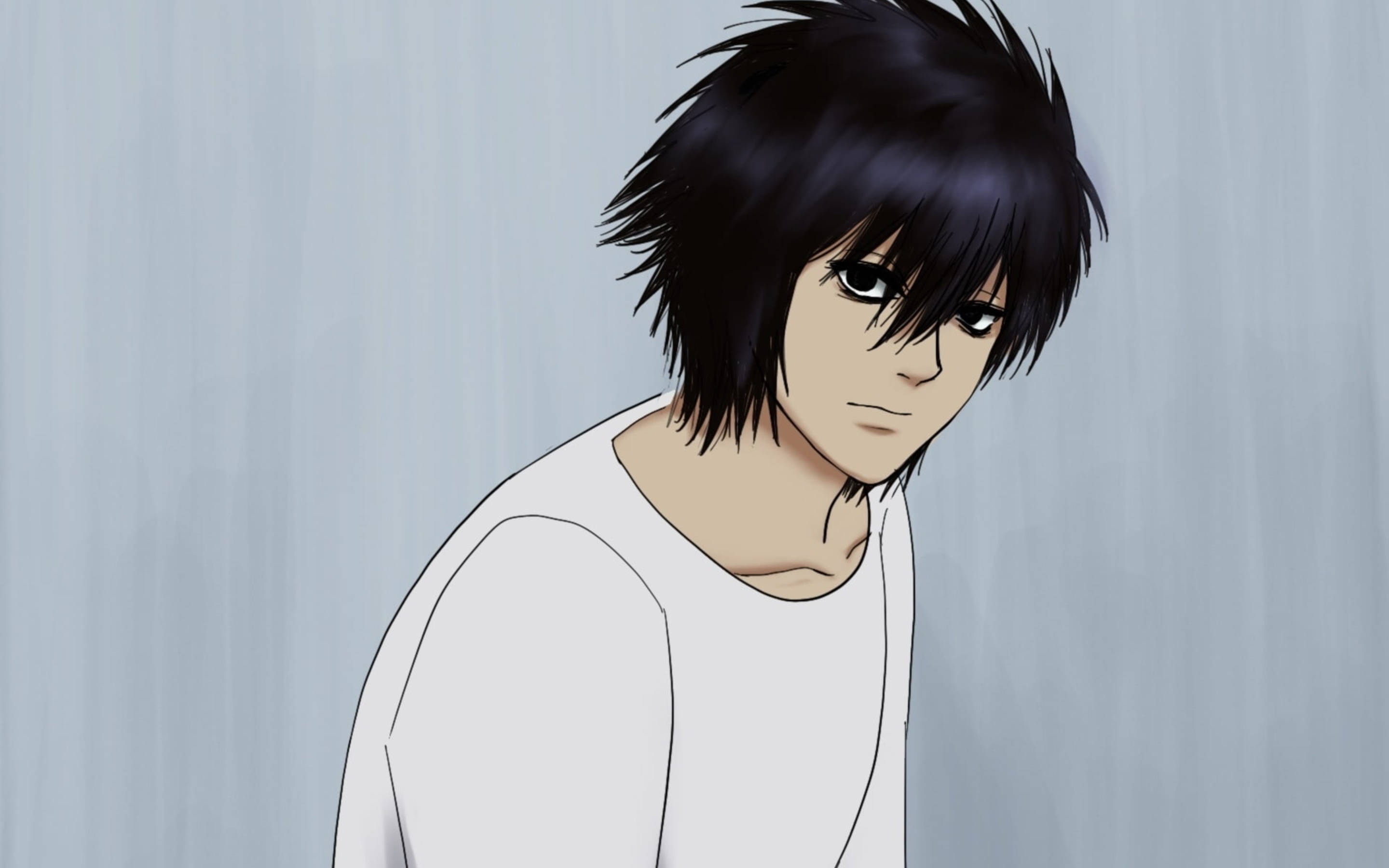Death Note, L, messy black hair, 2K Desktop Wallpaper
