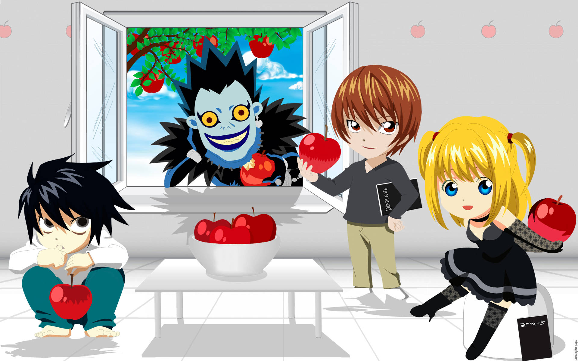 Death Note, L, blue-skinned figure, Full HD Desktop Wallpaper