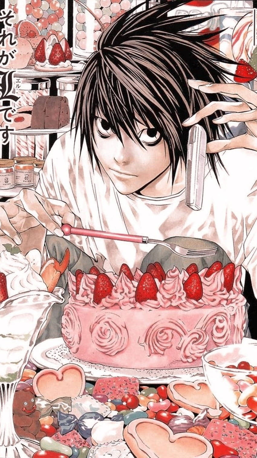 Death Note, anime character, dark hair, HD Phone Wallpaper