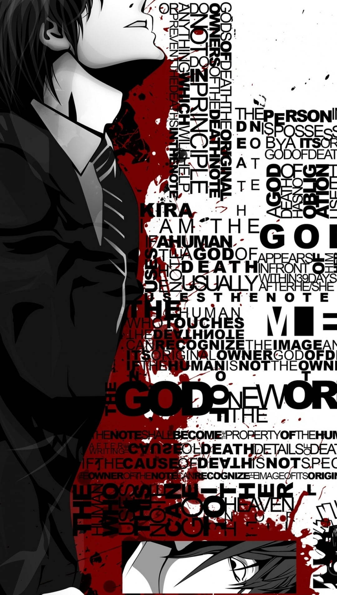 Light, Death Note Phone, red text, HD Phone Wallpaper