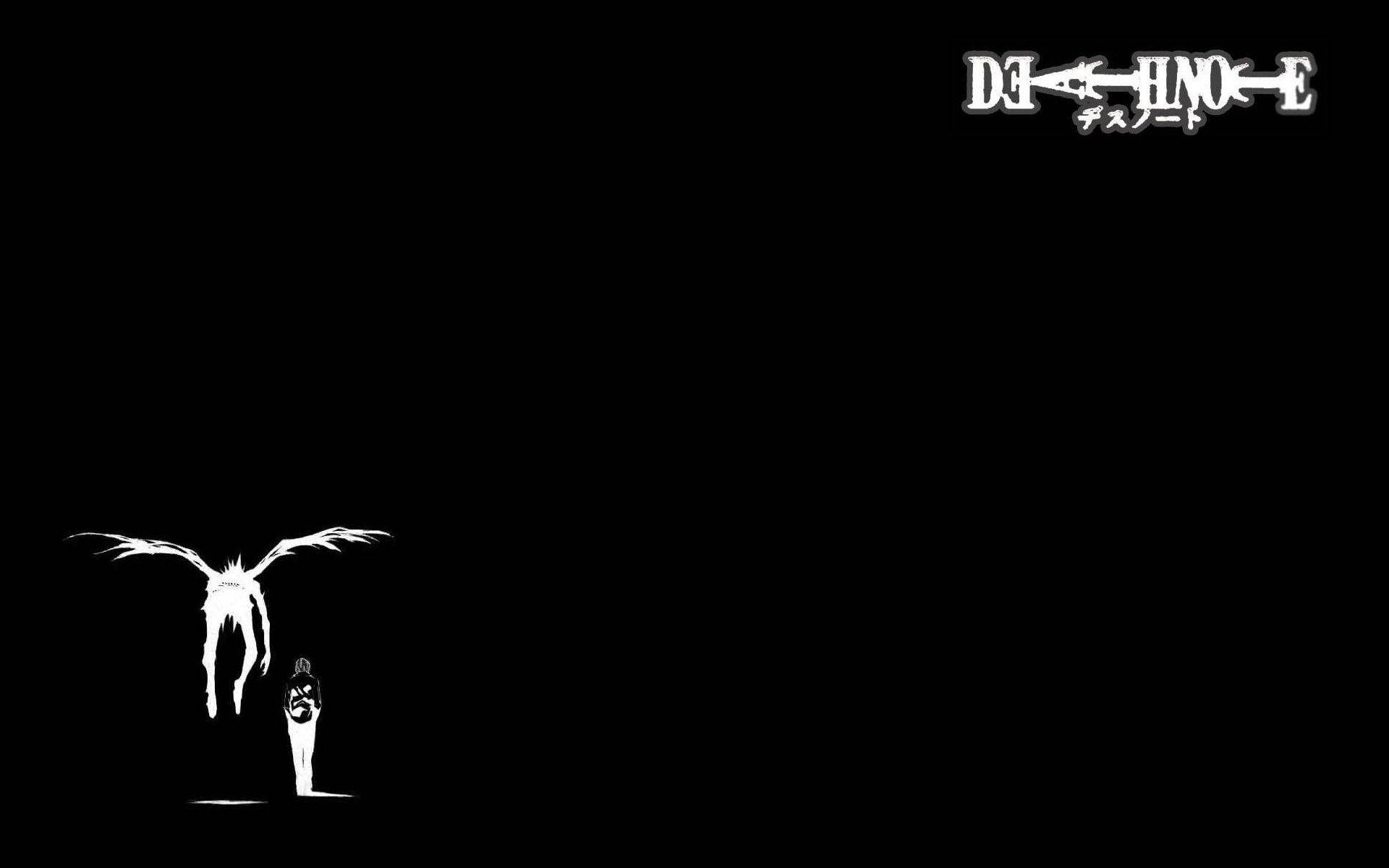Death Note, white silhouette, winged figure, Full HD Desktop Wallpaper