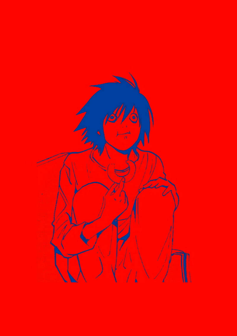 Death Note Aesthetic, blue-outlined anime character, spiky hair, SD Phone Wallpaper