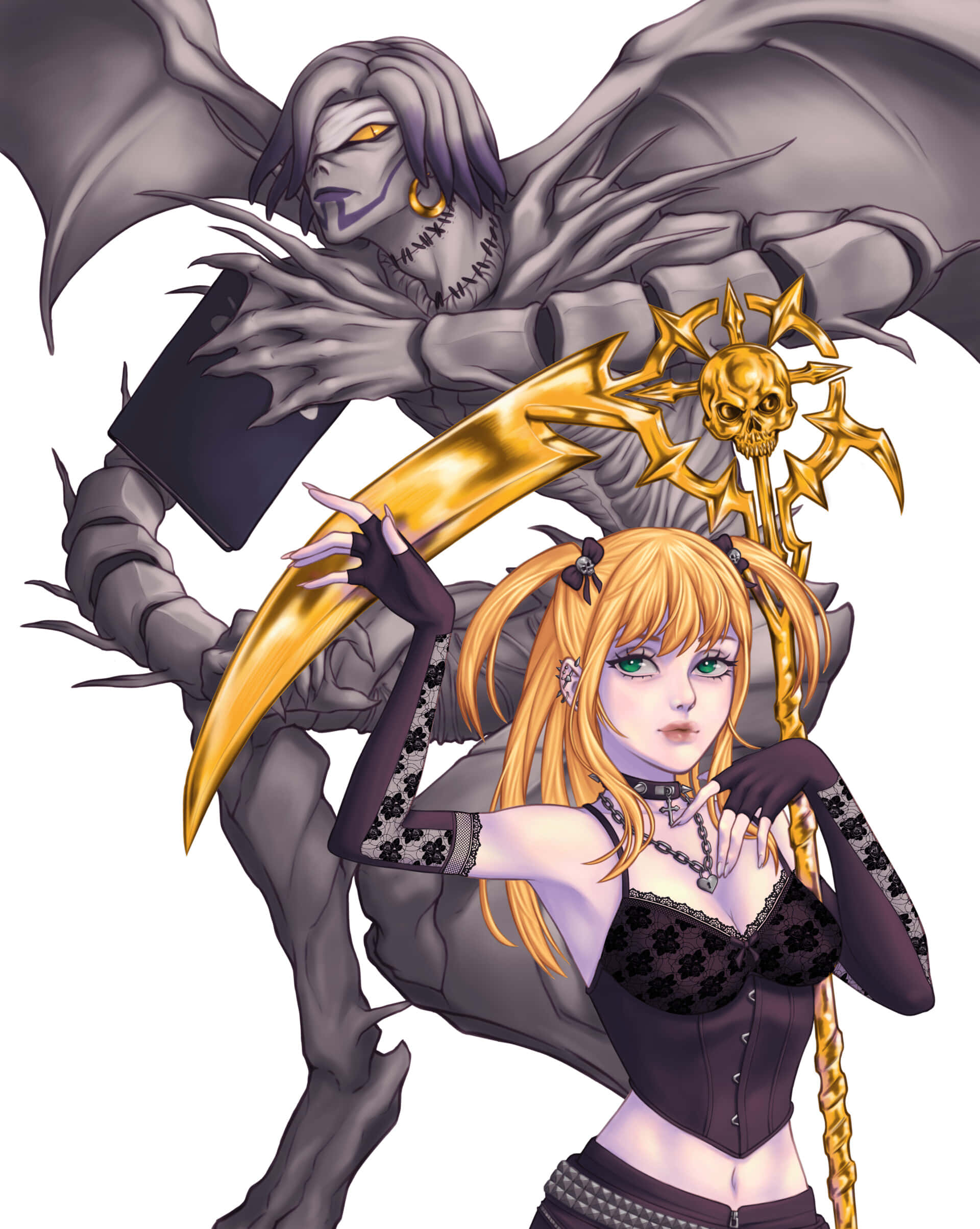 Death Note Rem, blonde woman, green eyes, Full HD Phone Wallpaper