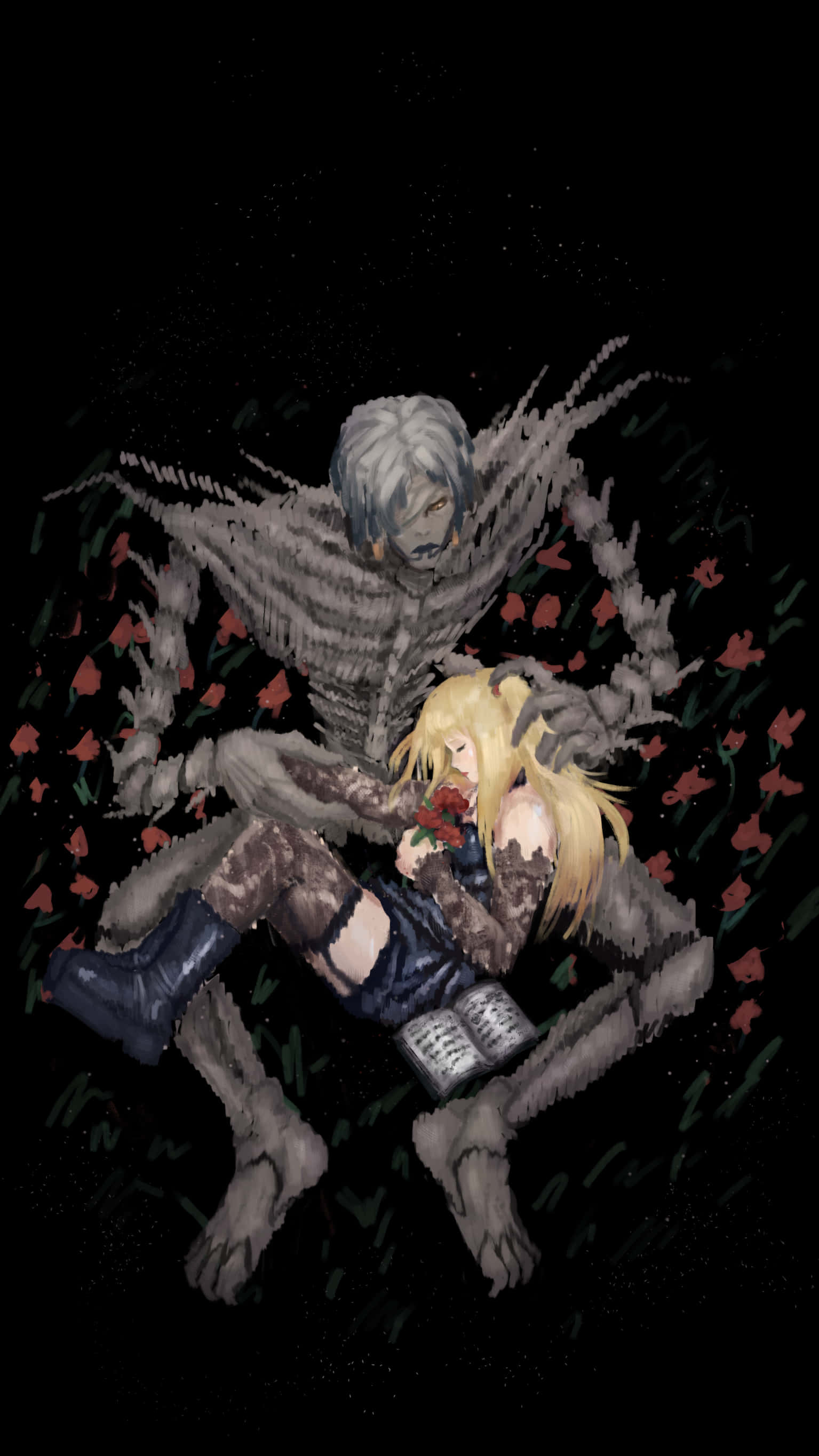 Death Note, Rem, pixel-art, 2K Phone Wallpaper