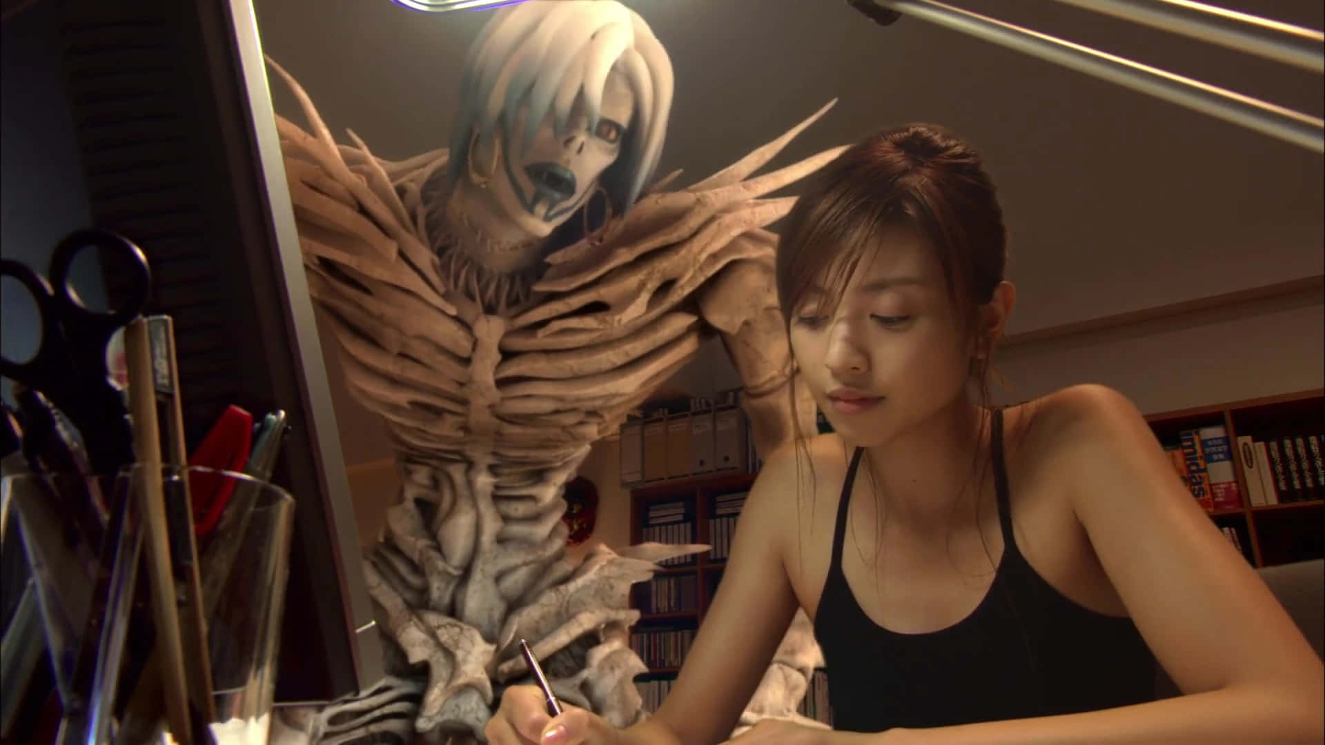 Death Note Rem, skeletal anime character, monitor, Full HD Desktop Wallpaper
