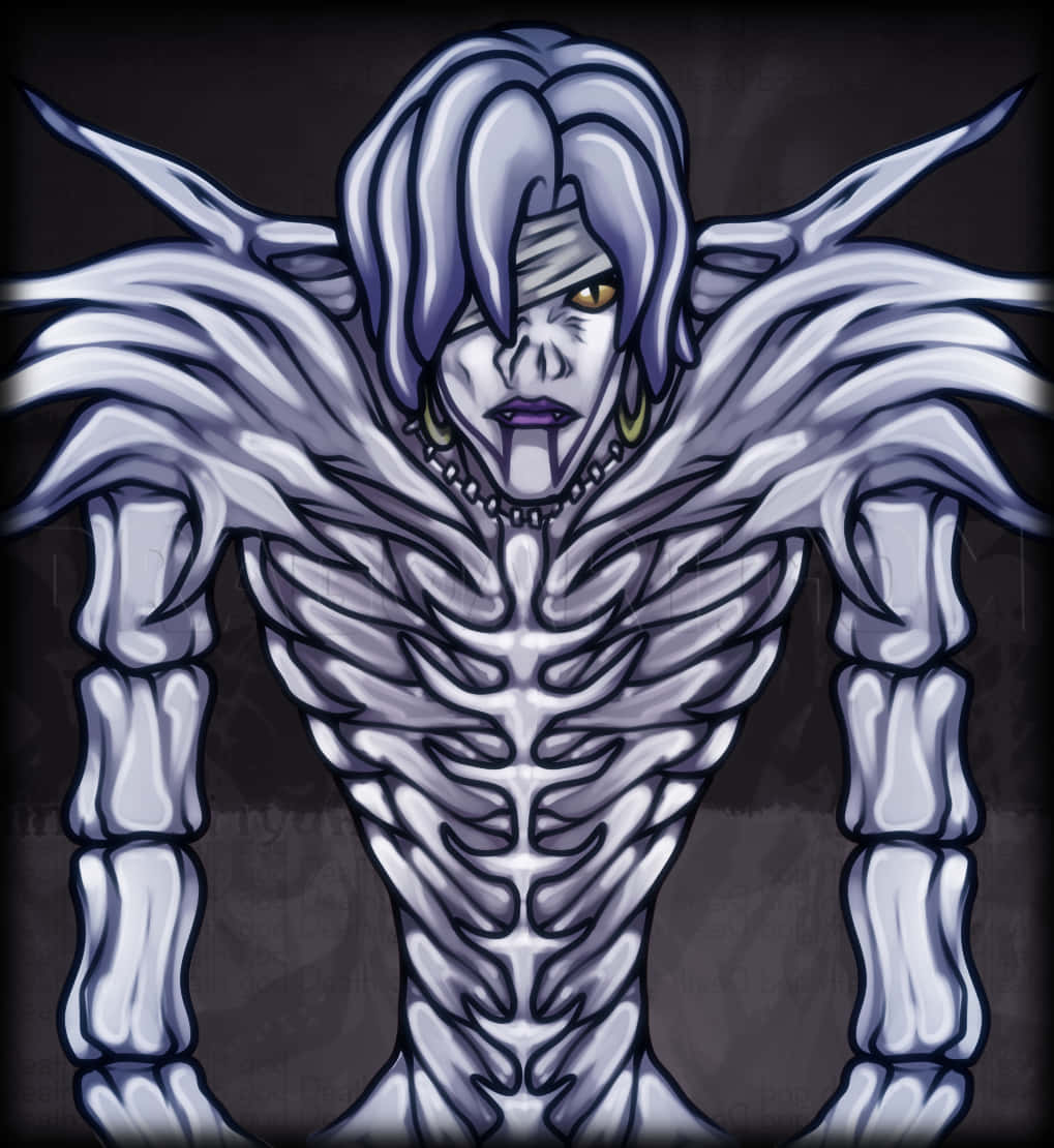 Death Note Rem, purple hair, glowing yellow eyes, SD Phone Wallpaper