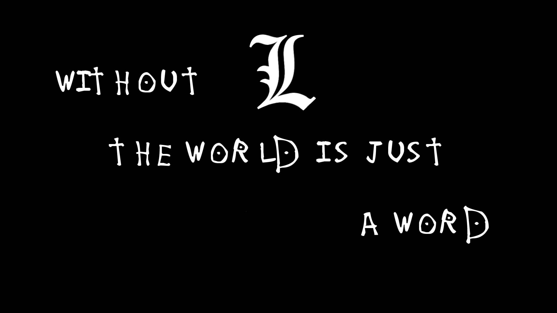 Death Note, L, white handwritten text, Full HD Desktop Wallpaper