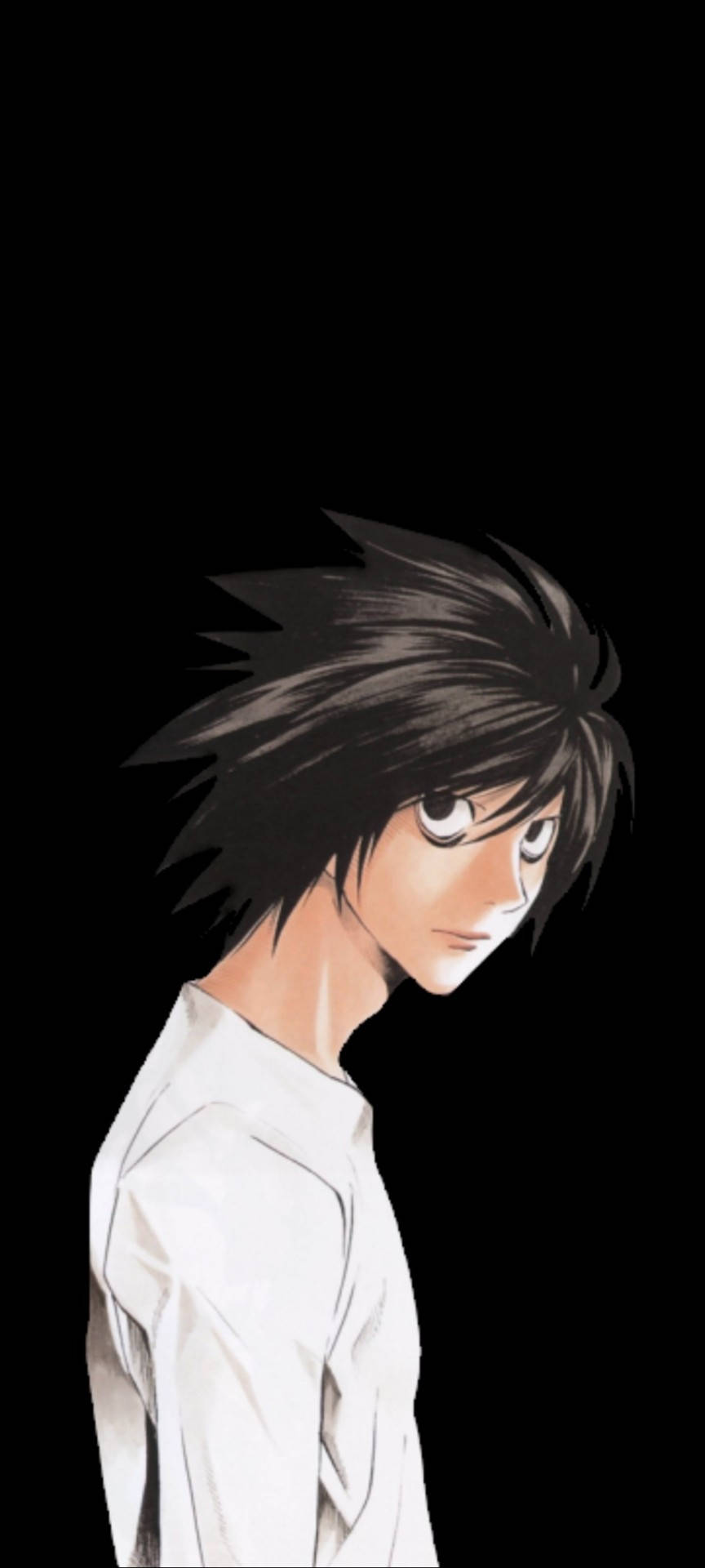 Death Note, L, spiky black hair, Full HD Phone Wallpaper