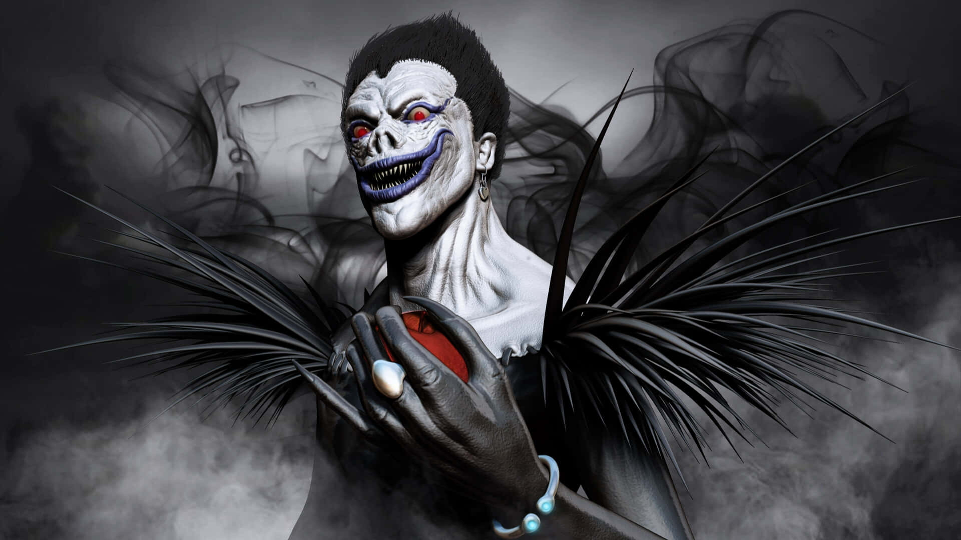 Ryuk, Death Note, skull face, Full HD Desktop Wallpaper