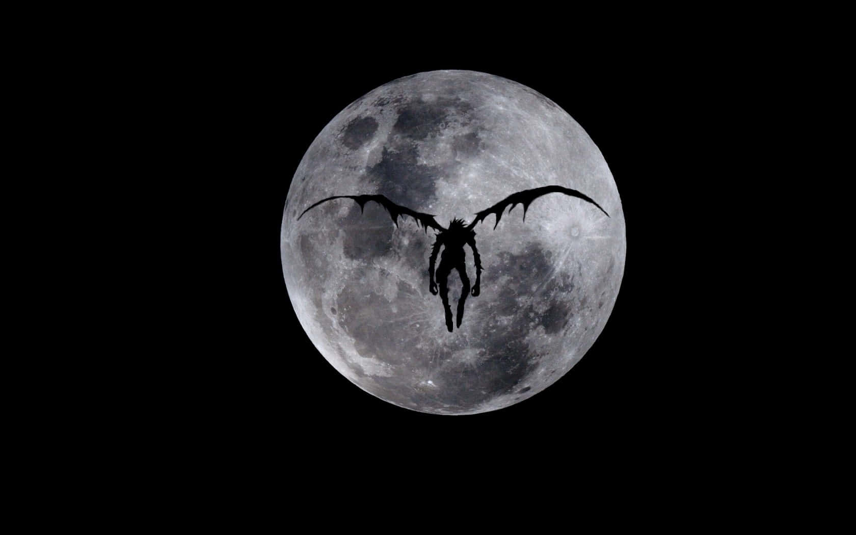 Ryuk, full moon, dark-winged dragon, HD Desktop Wallpaper