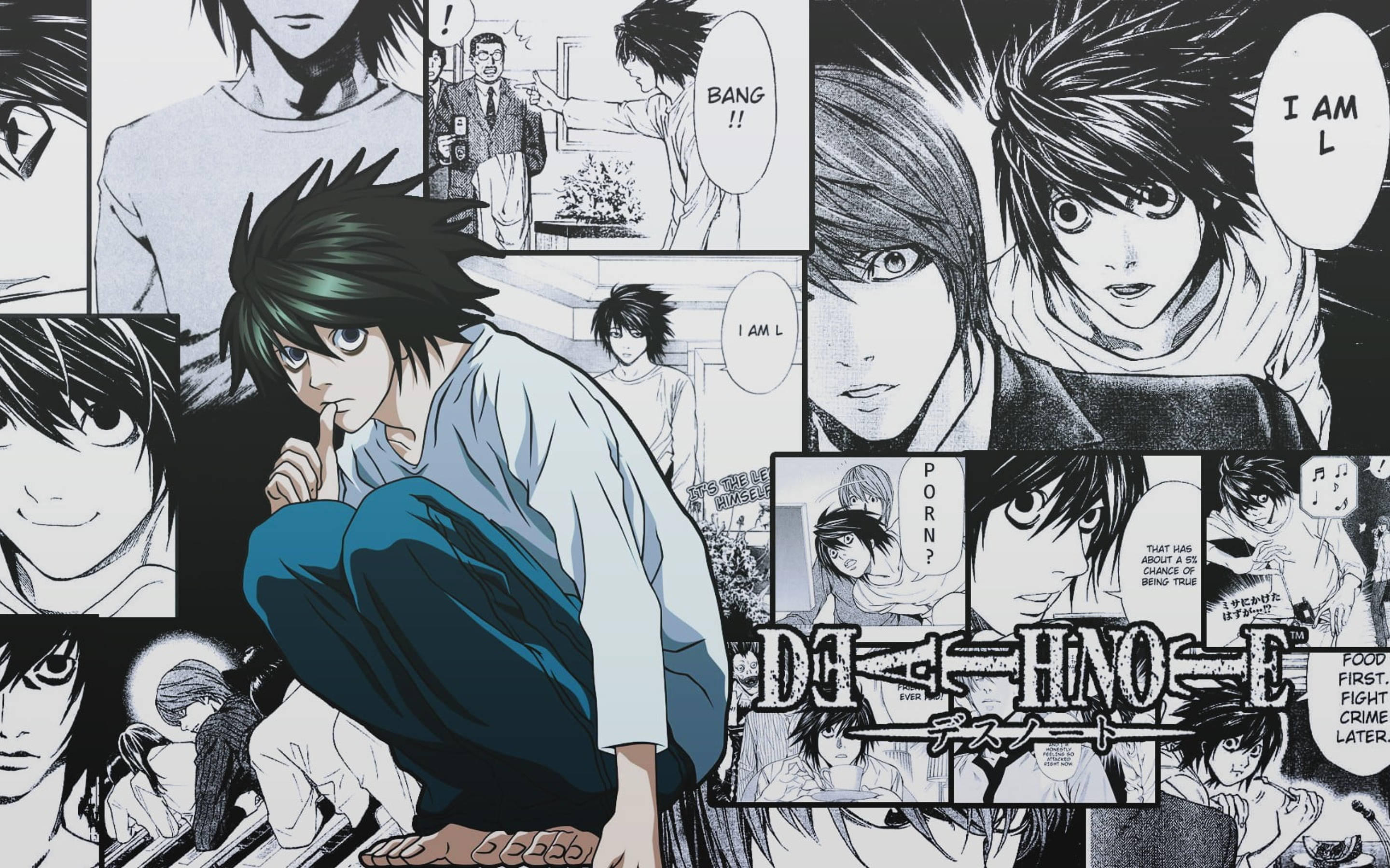 Death Note, L, manga, 2K Desktop Wallpaper