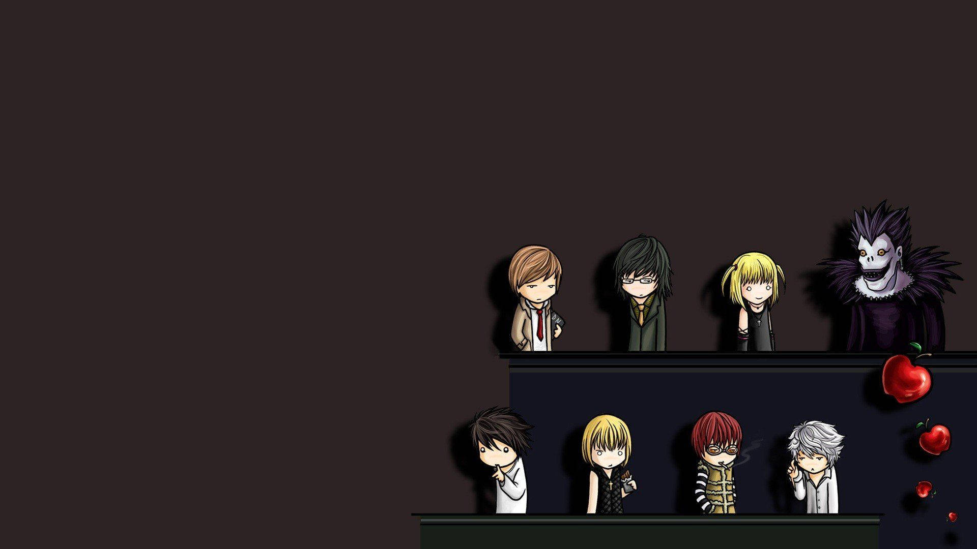 Death Note, chibi anime characters, shinigami, Full HD Desktop Wallpaper