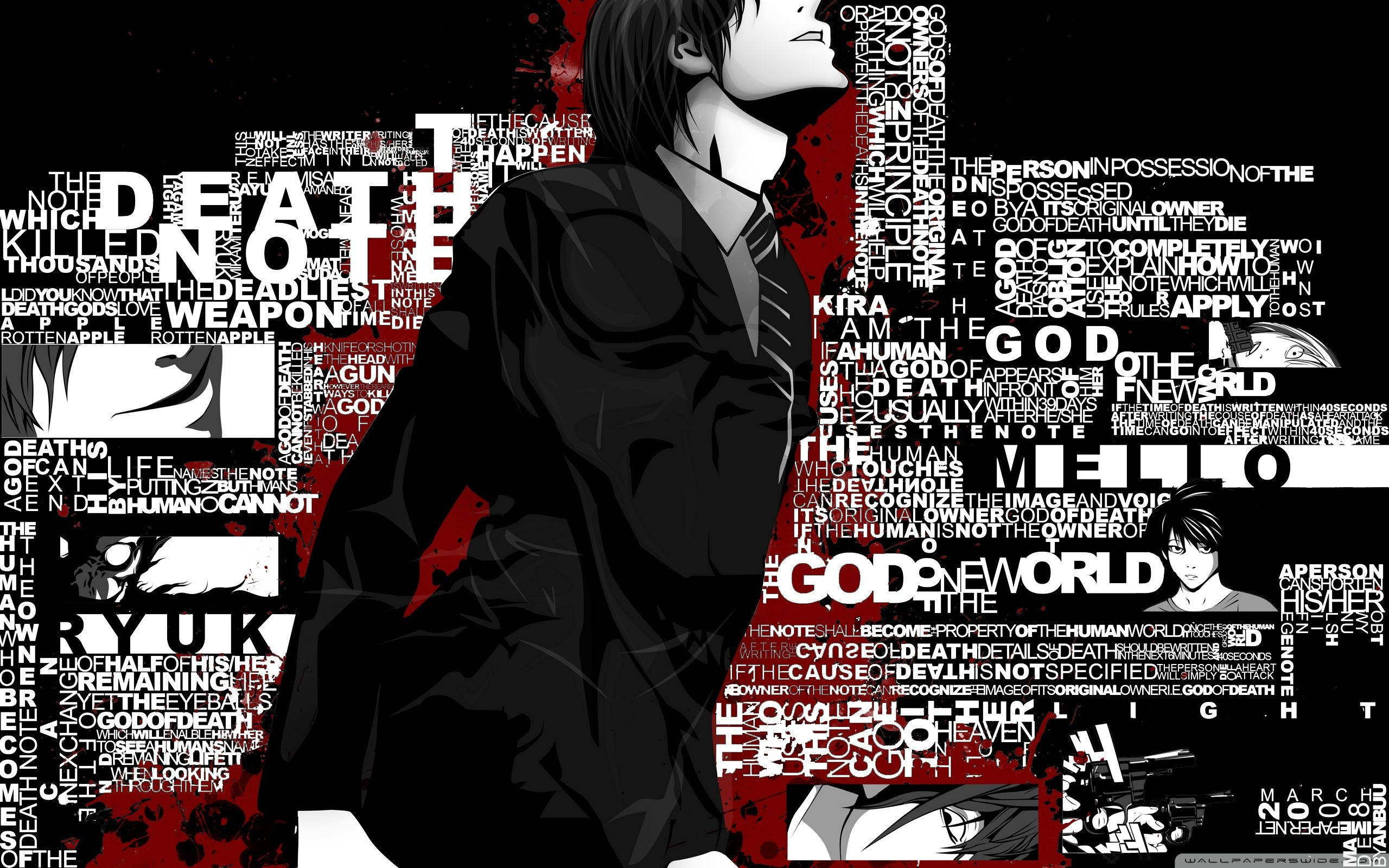Death Note, dark hair, suit, 2K Desktop Wallpaper