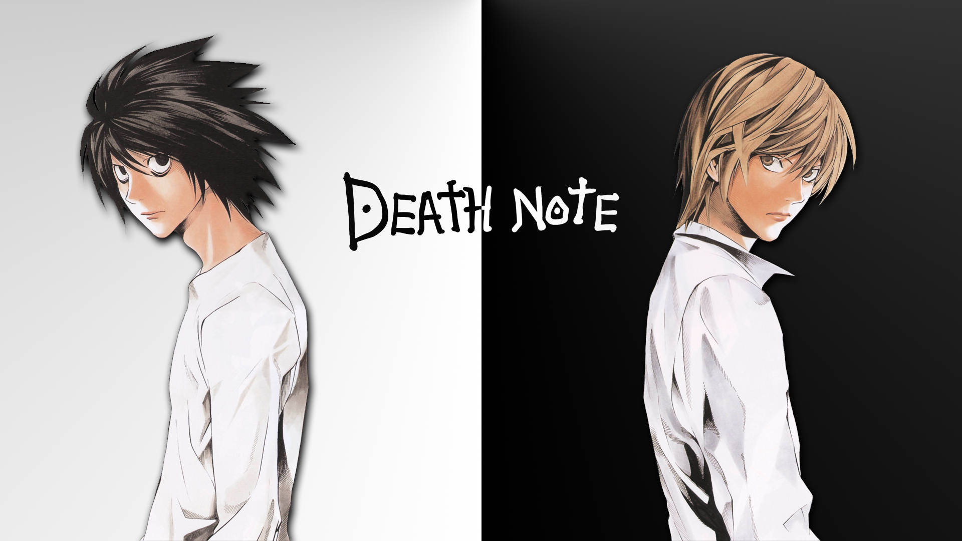 Death Note, L, white background, Full HD Desktop Wallpaper