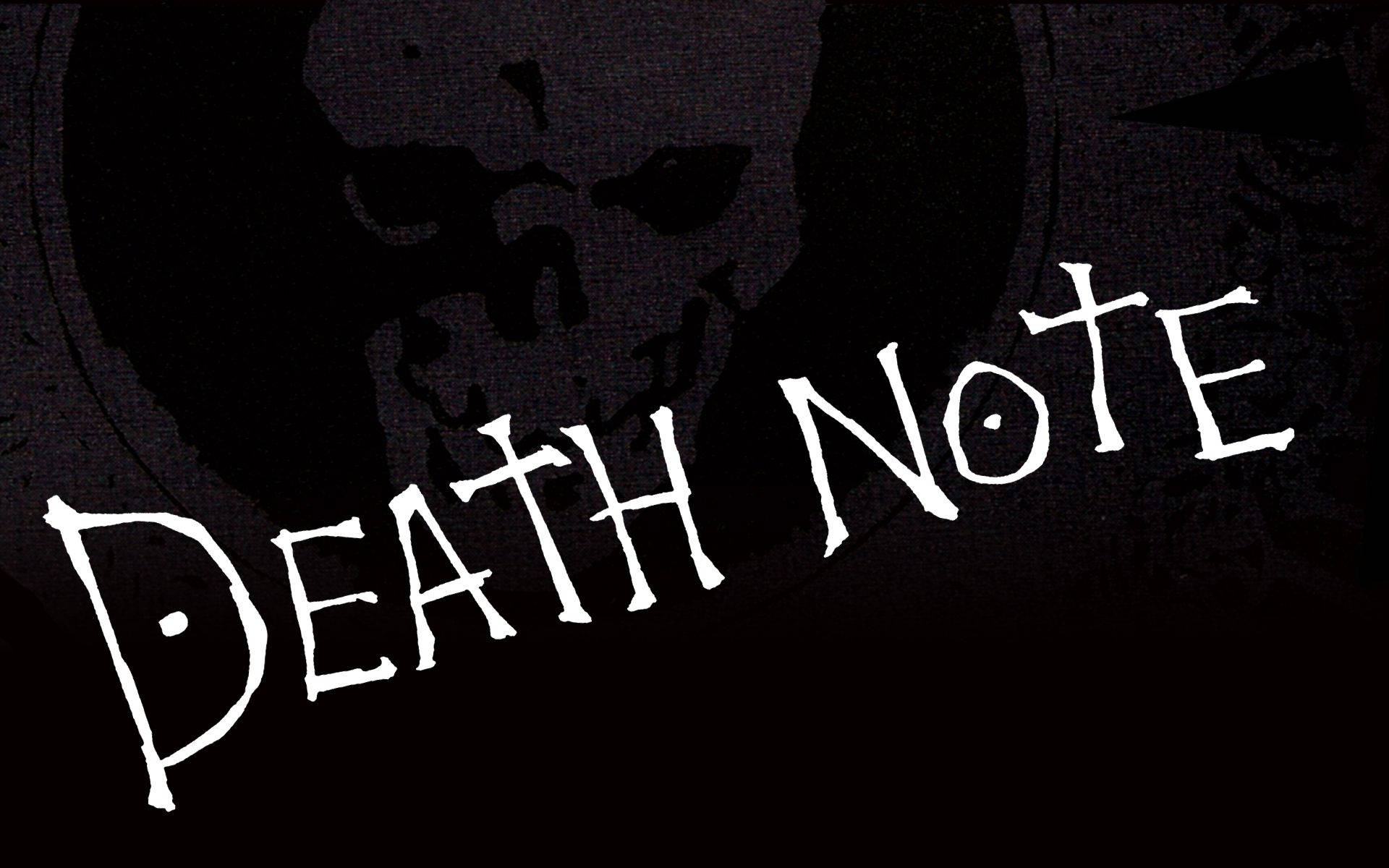 Death Note, skull silhouette, white handwritten text, Full HD Desktop Wallpaper