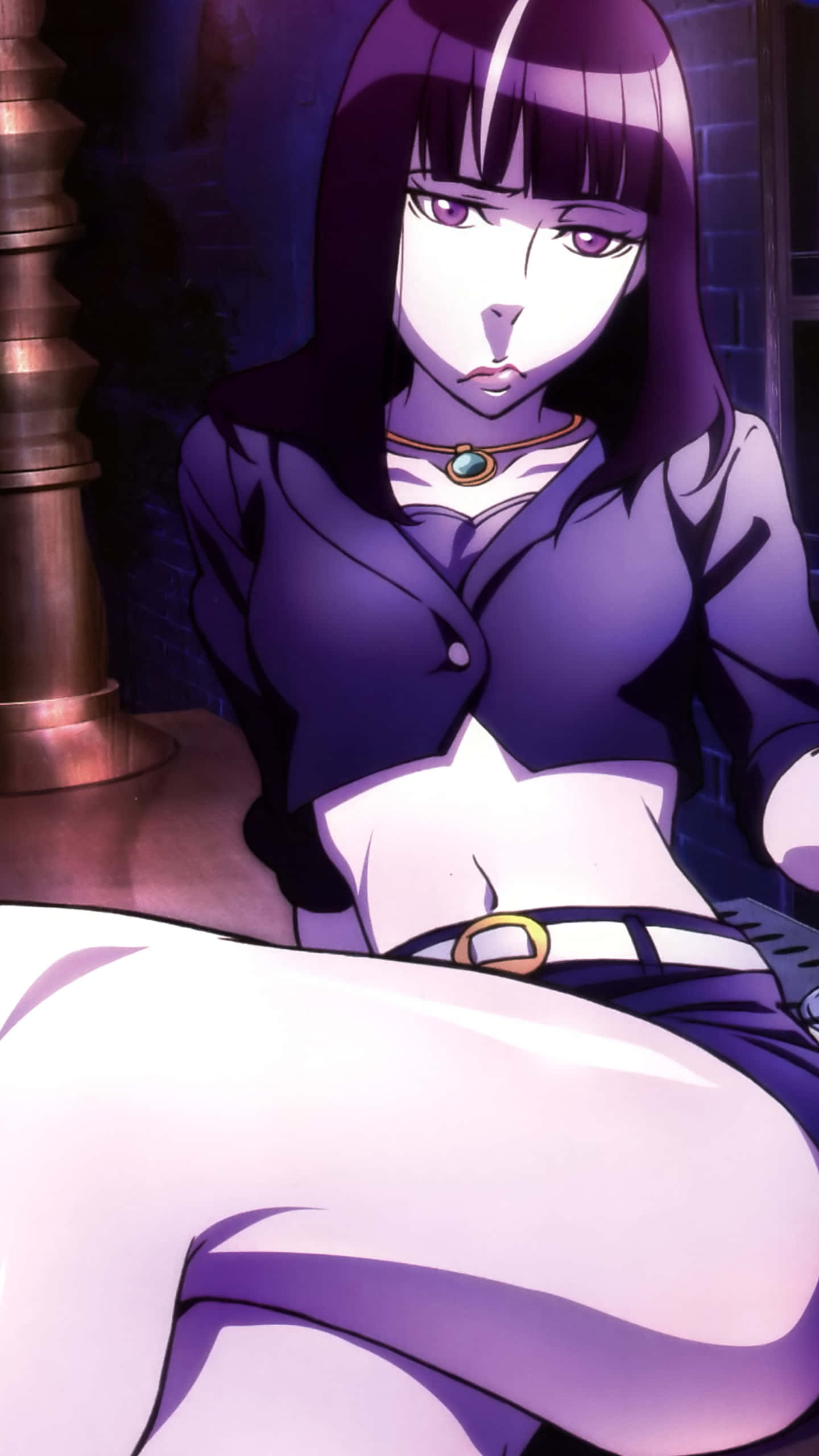 Chiyuki, Death Parade, purple-haired, 2K Phone Wallpaper