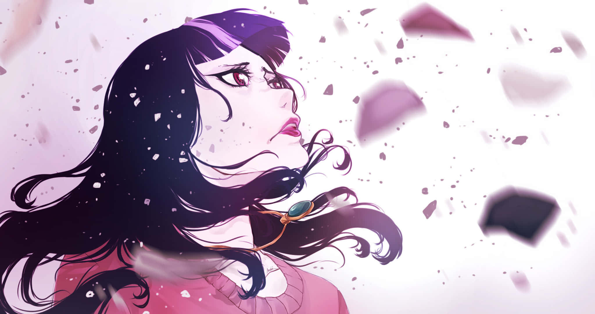 Chiyuki, Death Parade, purple fragments, Full HD Desktop Wallpaper