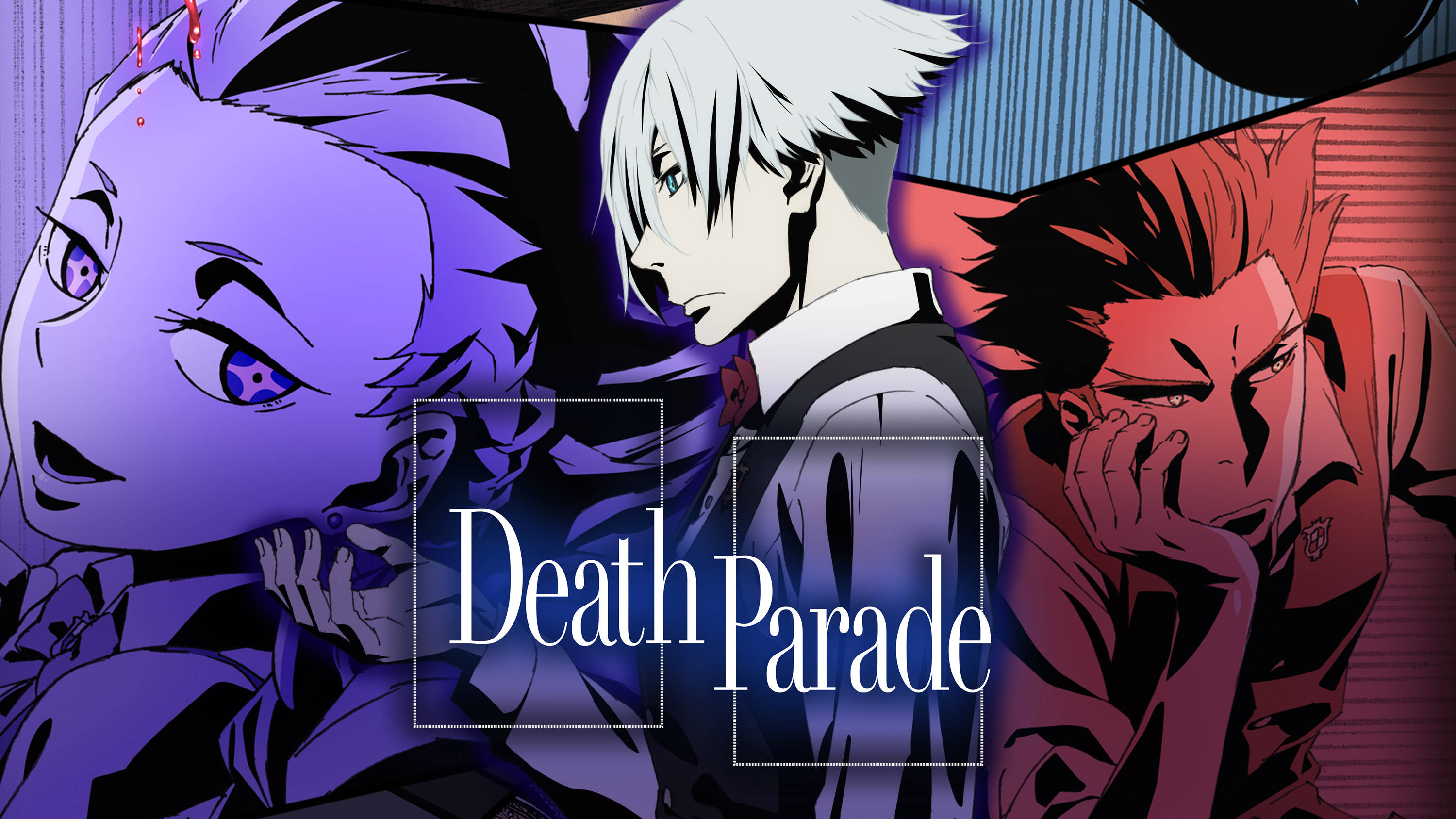 Death Parade, Ginti, purple red, 2K Desktop Wallpaper