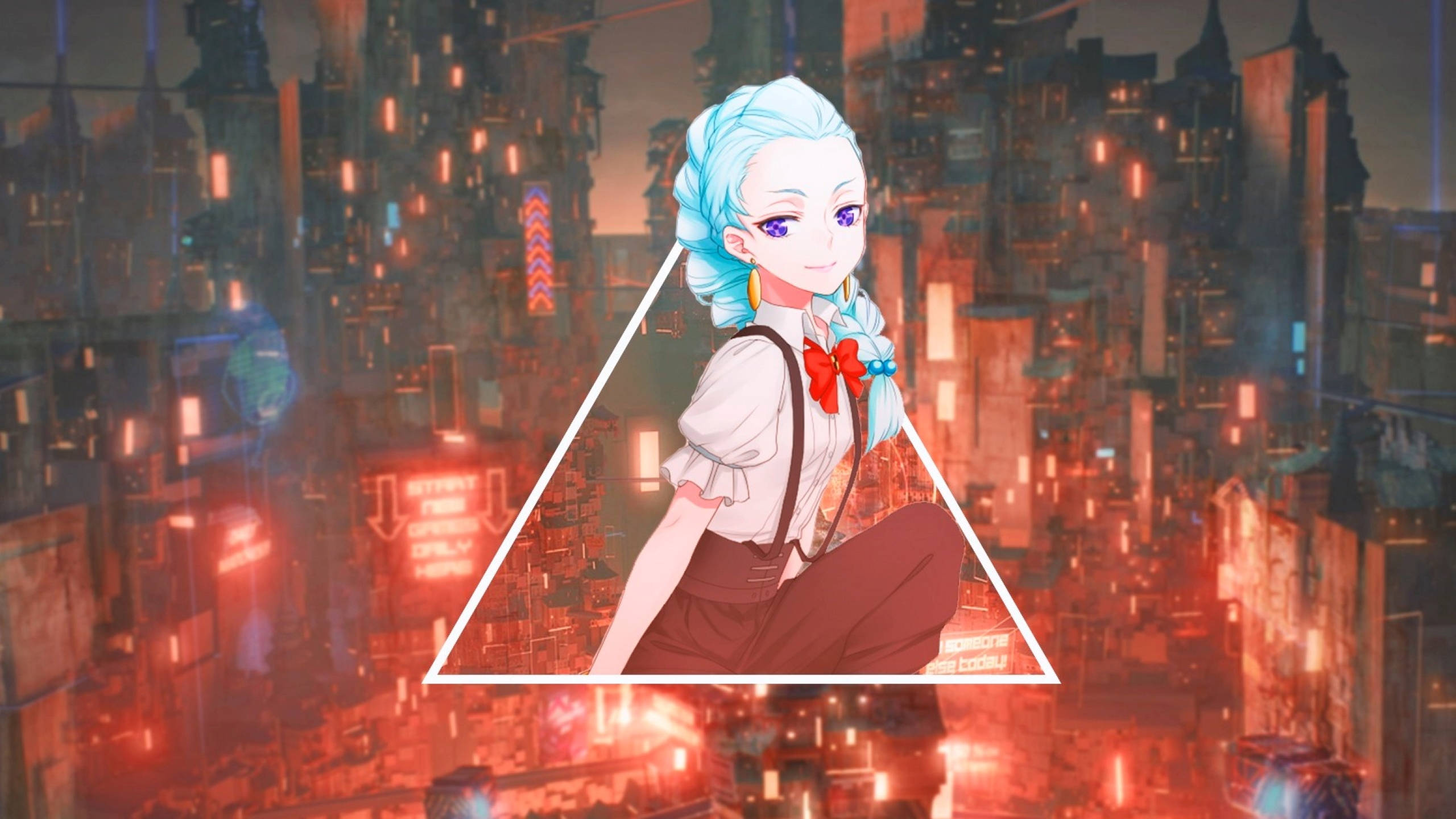Nona, Death Parade, blue-haired, 2K Desktop Wallpaper