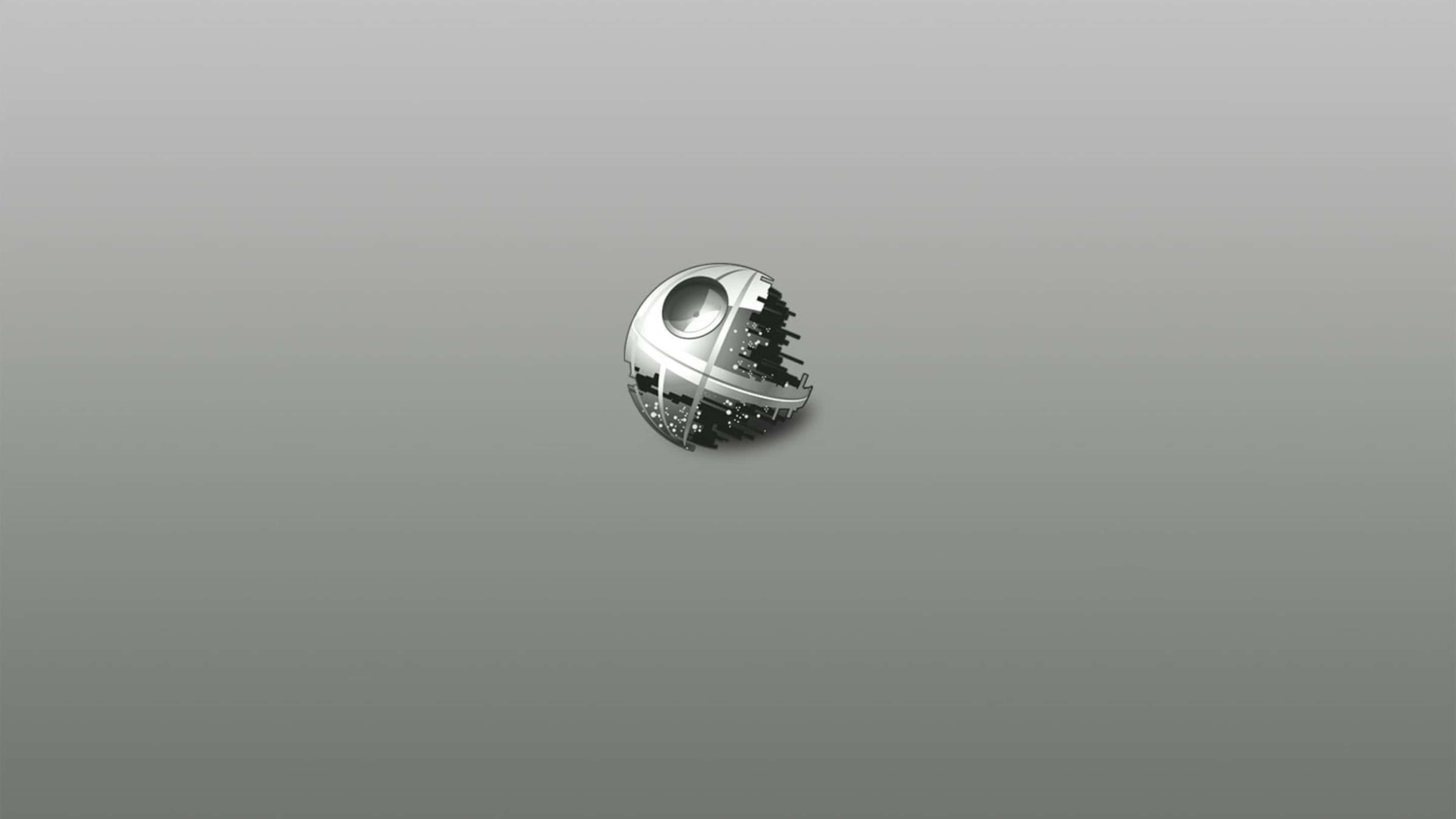 Death Star, metallic, gradient gray background, 4K Desktop Wallpaper
