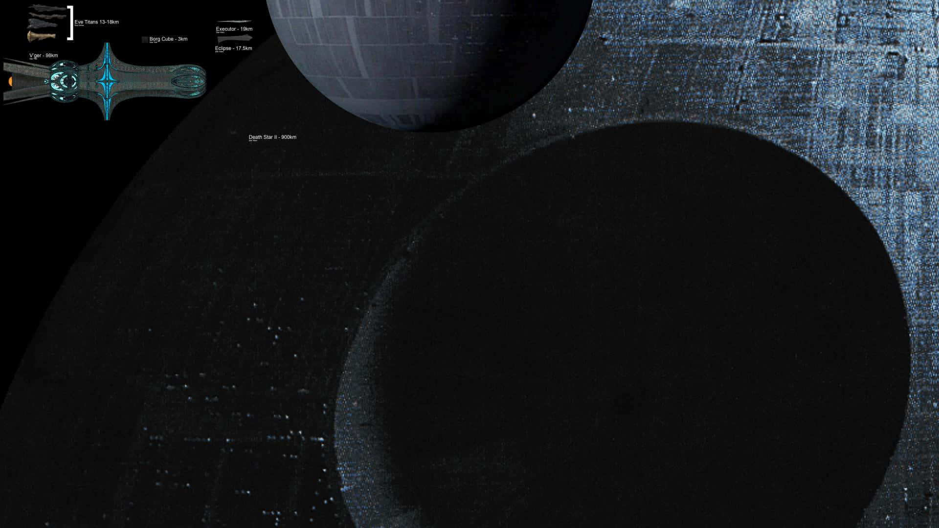 Death Star II, starfield, small starship, Full HD Desktop Wallpaper