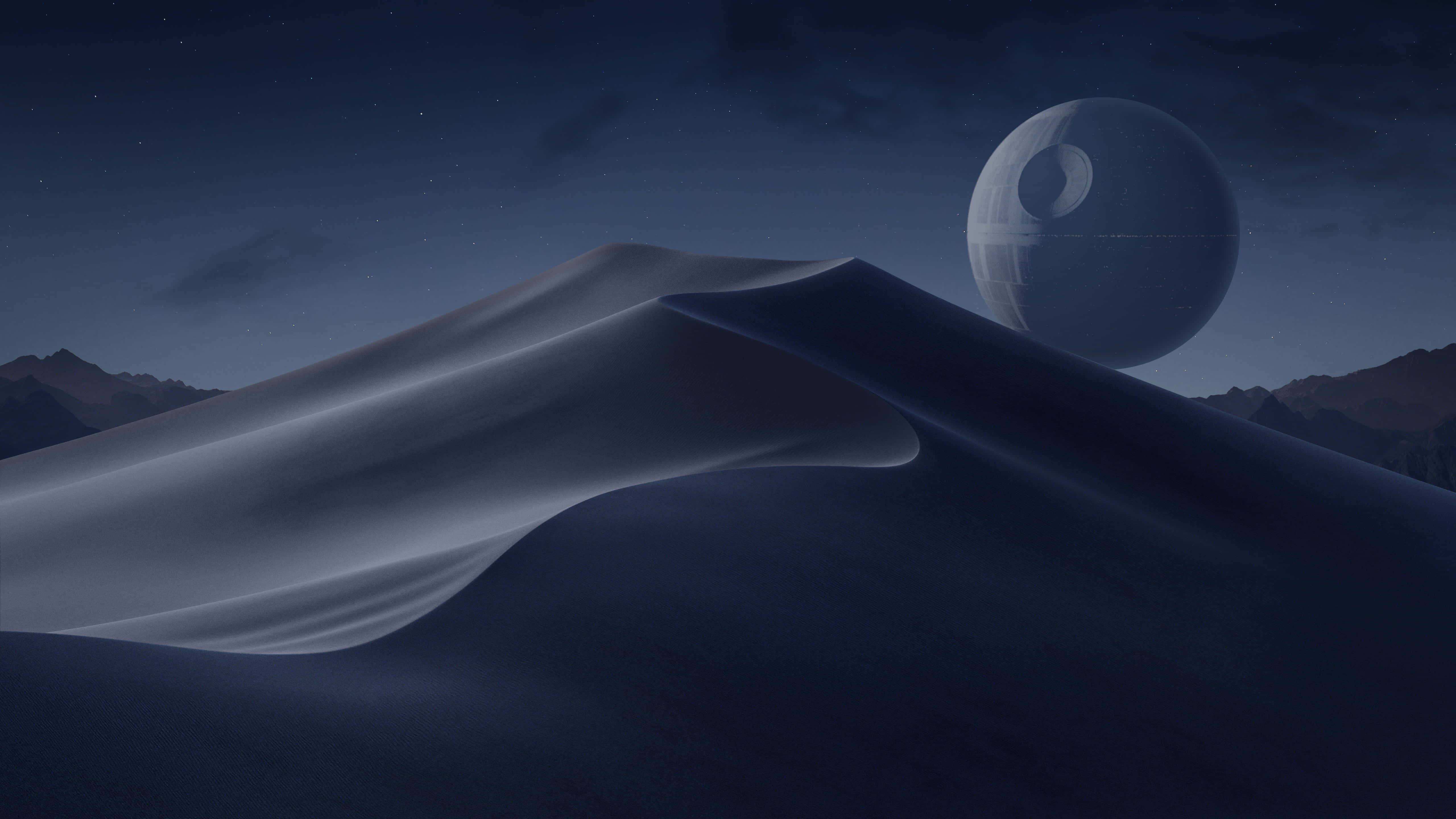 Death Star II, desert dune, starry night sky, 5K Desktop Wallpaper