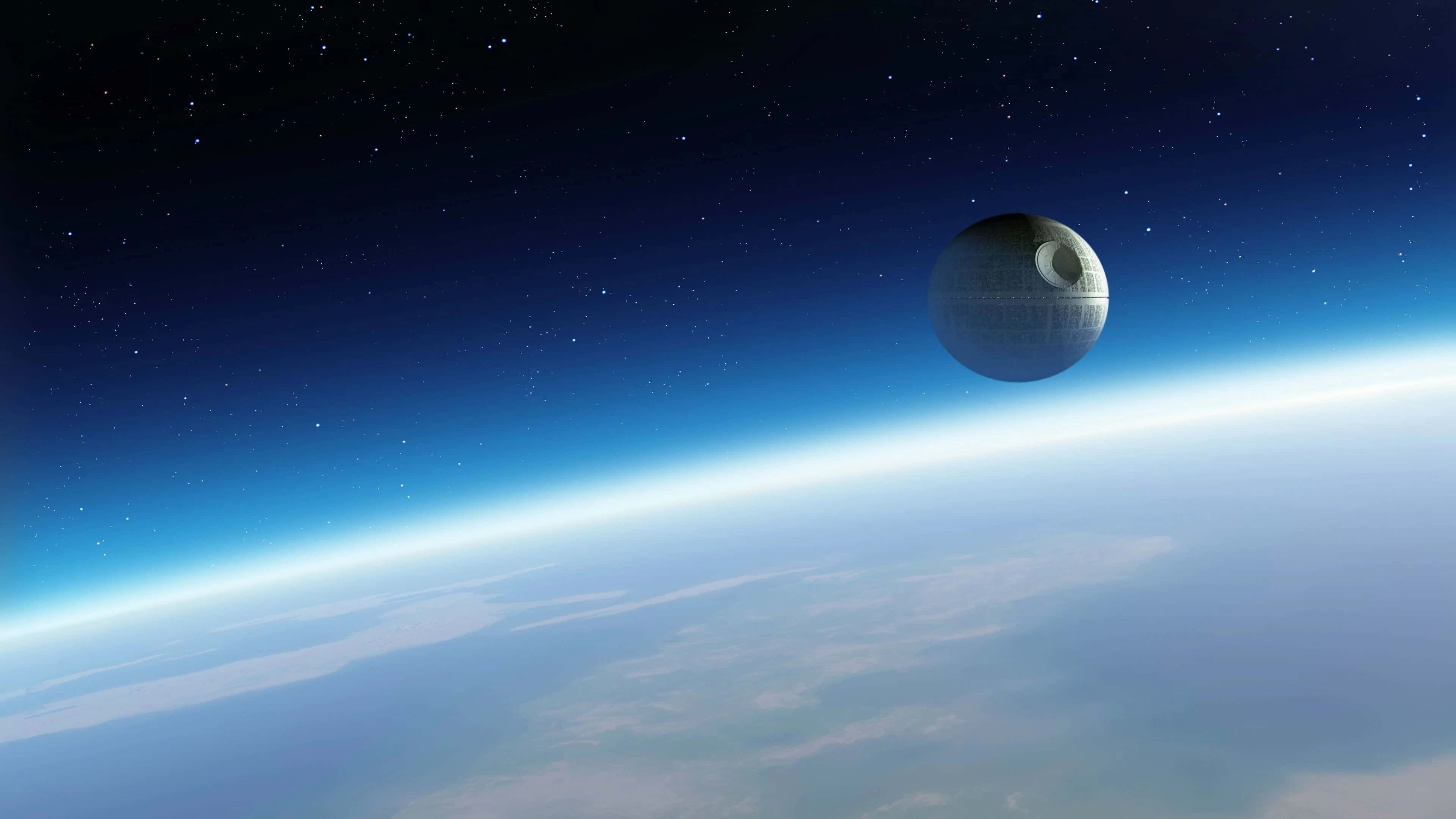 Death Star II, blue planet, starry night sky, 4K Desktop Wallpaper