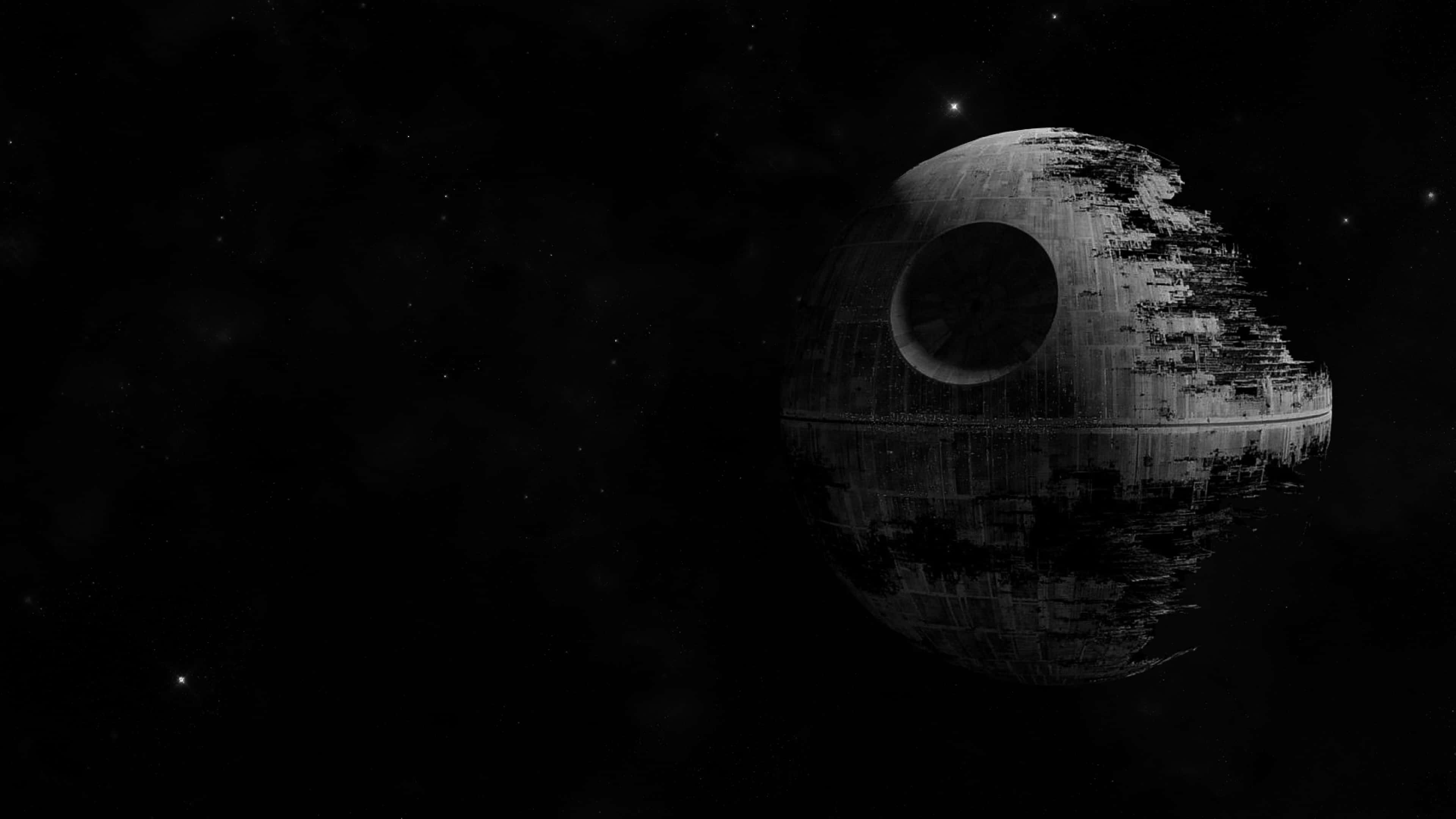 Death Star, superlaser dish, star-speckled void of space, 4K Desktop Wallpaper