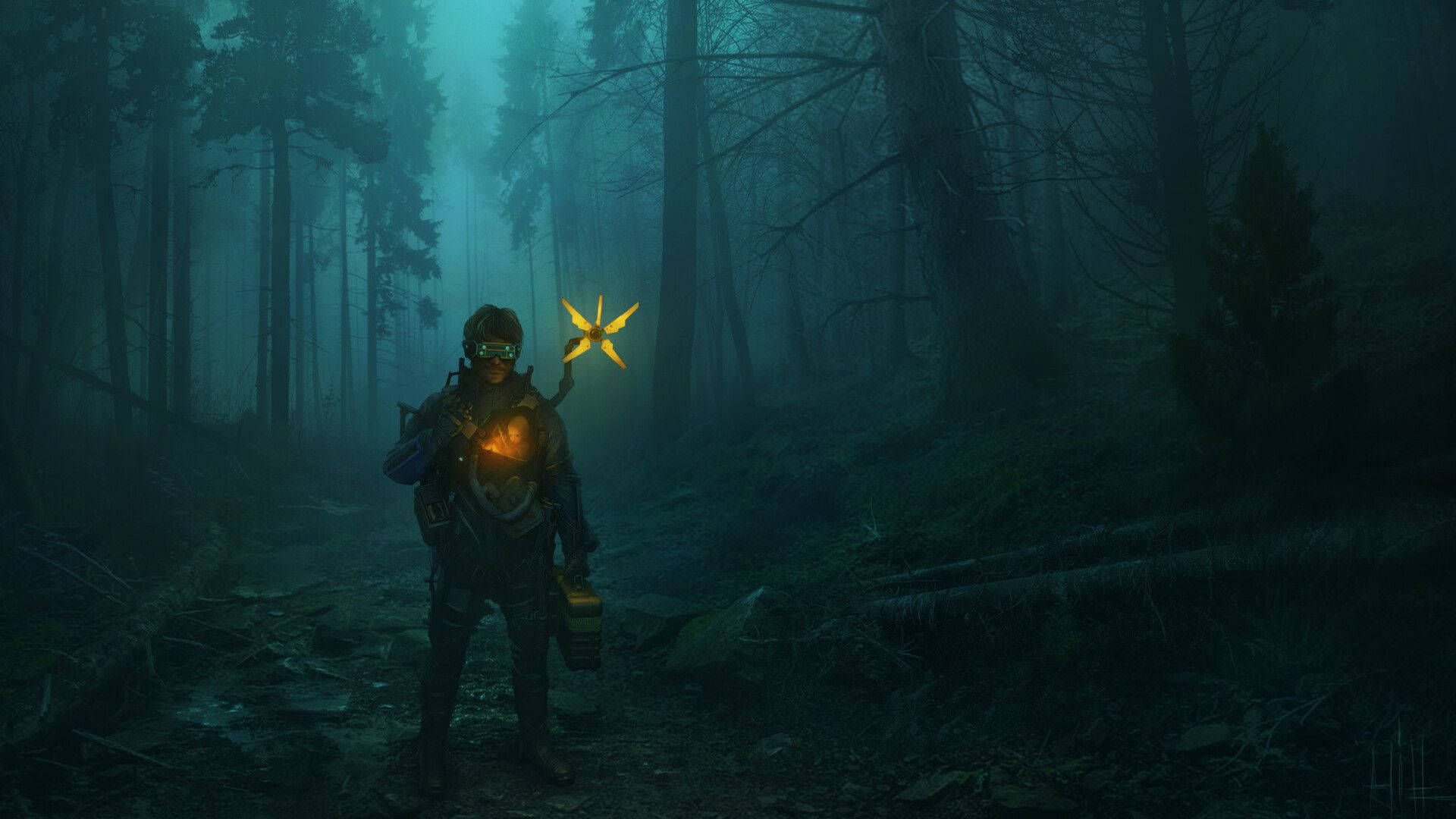 Death Stranding, 1920x1080, dark forest, Full HD Desktop Wallpaper