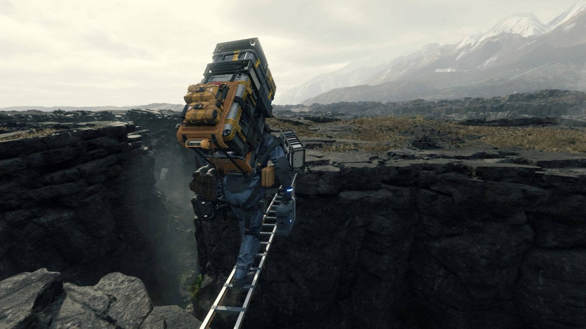 Death Stranding, 1920x1080, ladder bridge, Full HD Desktop Wallpaper
