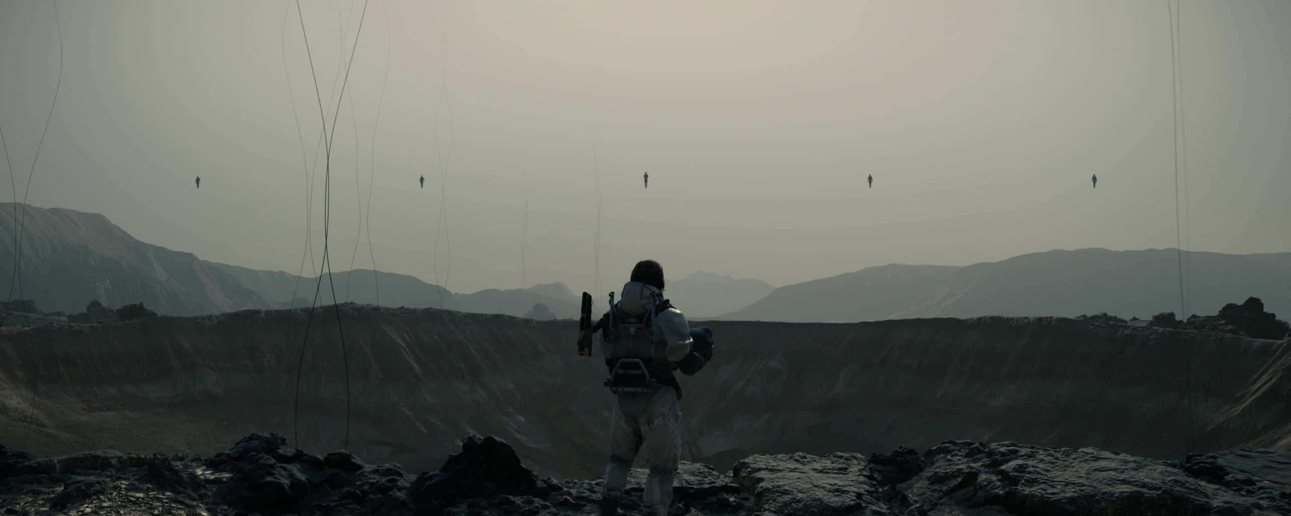 Death Stranding, astronaut, barren alien landscape, 2K Desktop Wallpaper