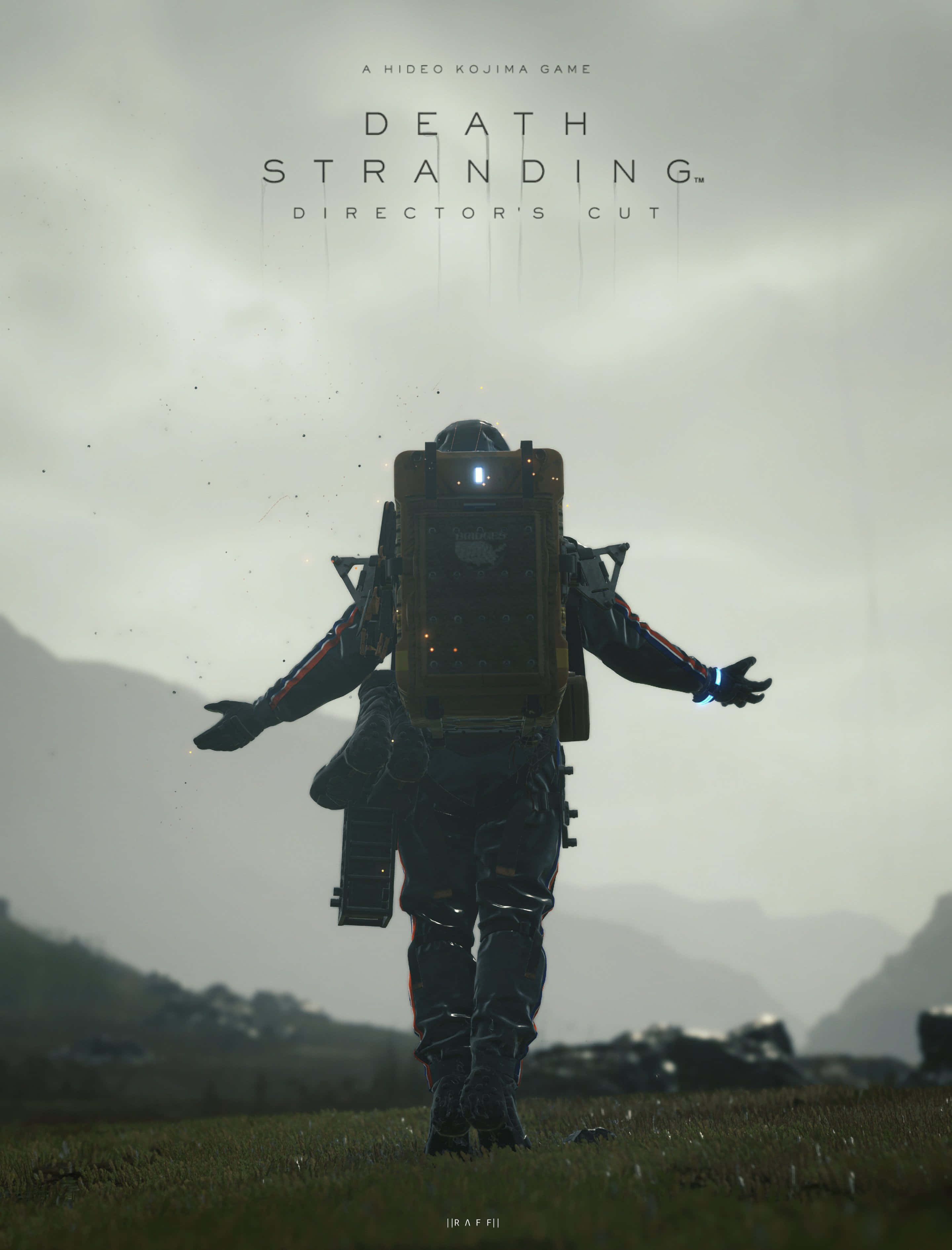 Death Stranding, futuristic suit, misty field, 2K Phone Wallpaper