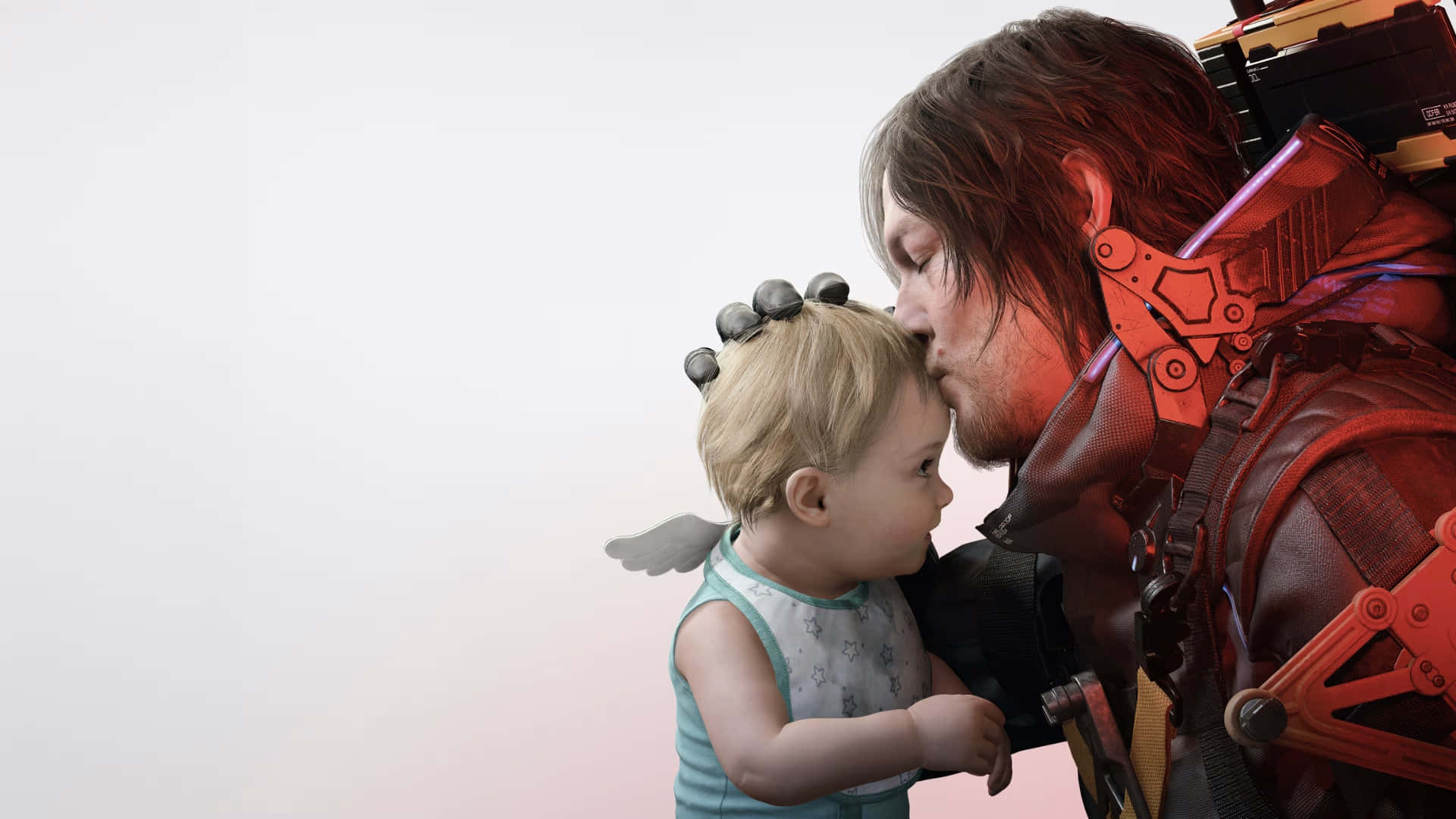 Death Stranding 2, red armor, baby with angel wings, Full HD Desktop Wallpaper