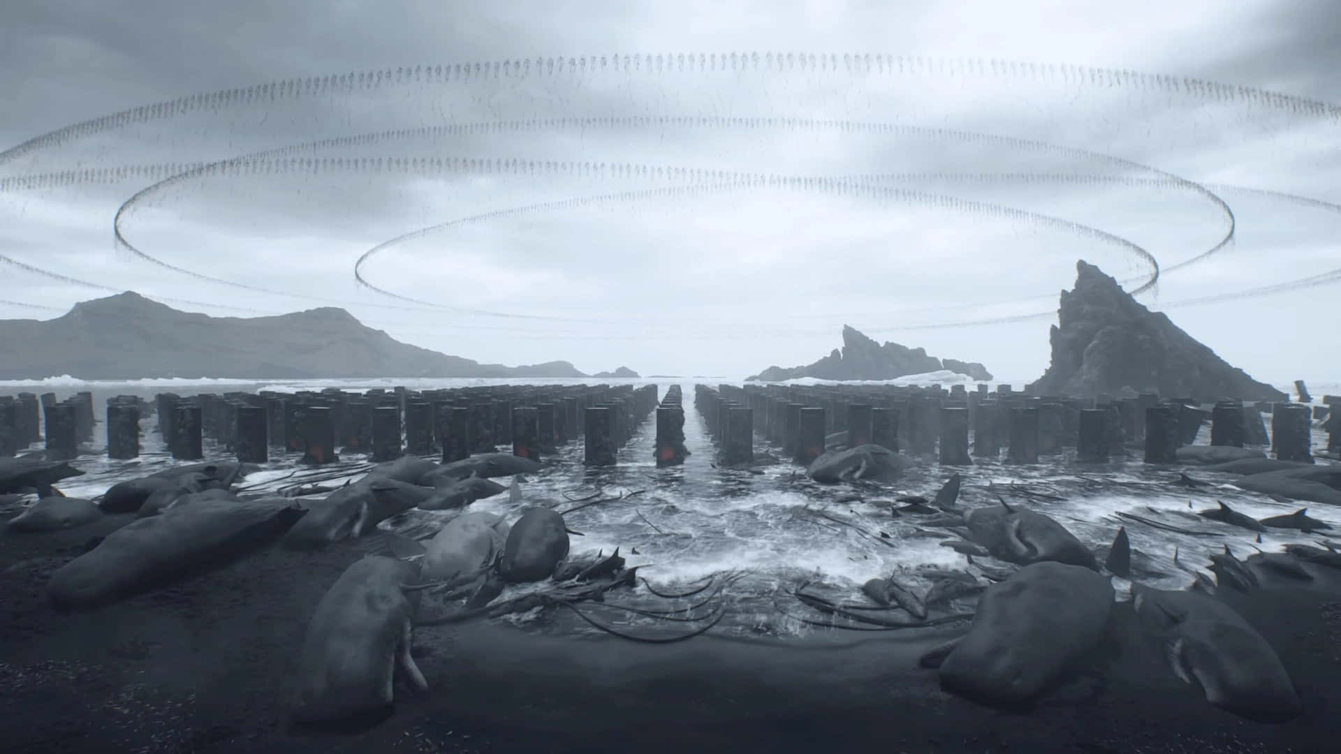 Death Stranding 2, mysterious landscape, desolate beach, Full HD Desktop Wallpaper