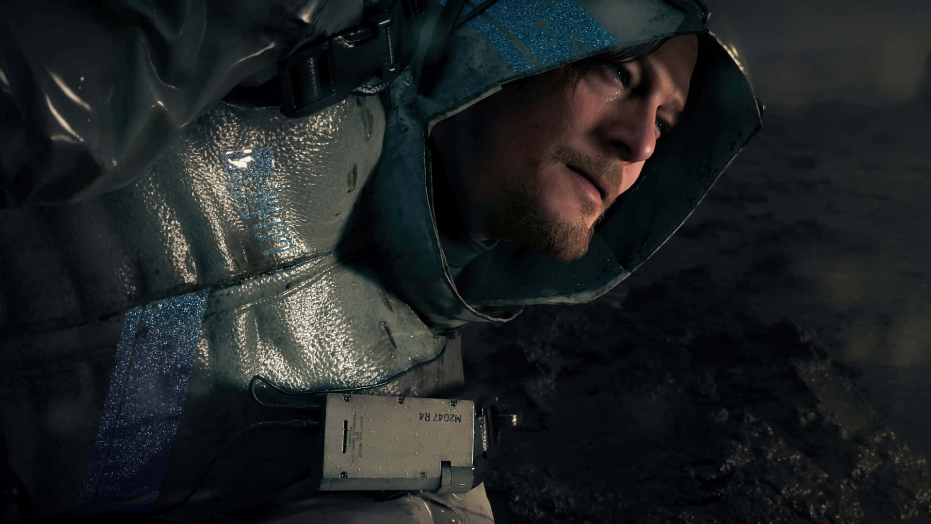 Death Stranding 2, wet reflective jacket, hood, Full HD Desktop Wallpaper