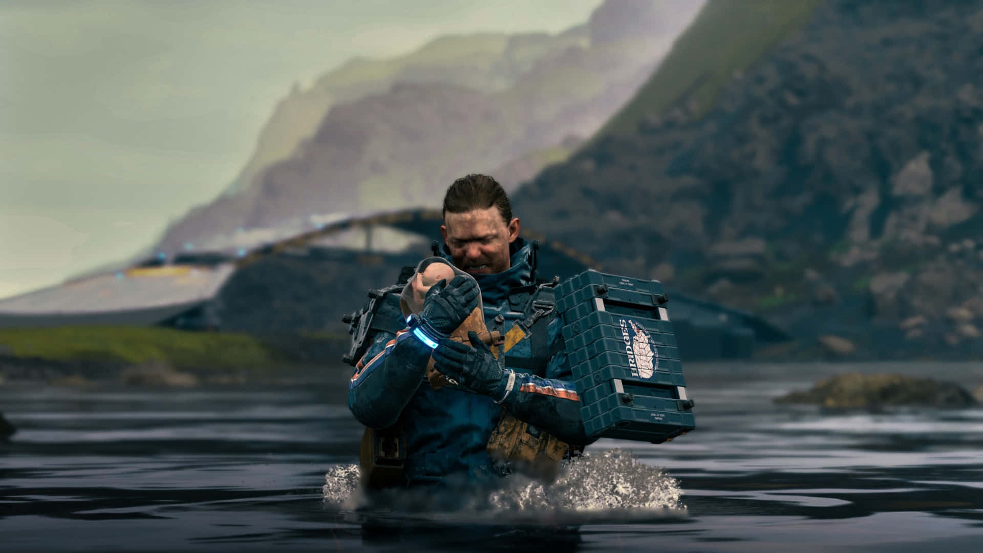 Death Stranding 2, tactical gear, dark water, Full HD Desktop Wallpaper