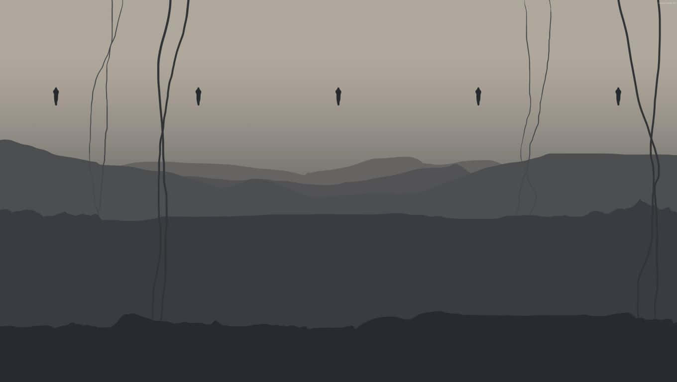 Death Stranding HD, minimalist art, silhouetted birds, HD Desktop Wallpaper