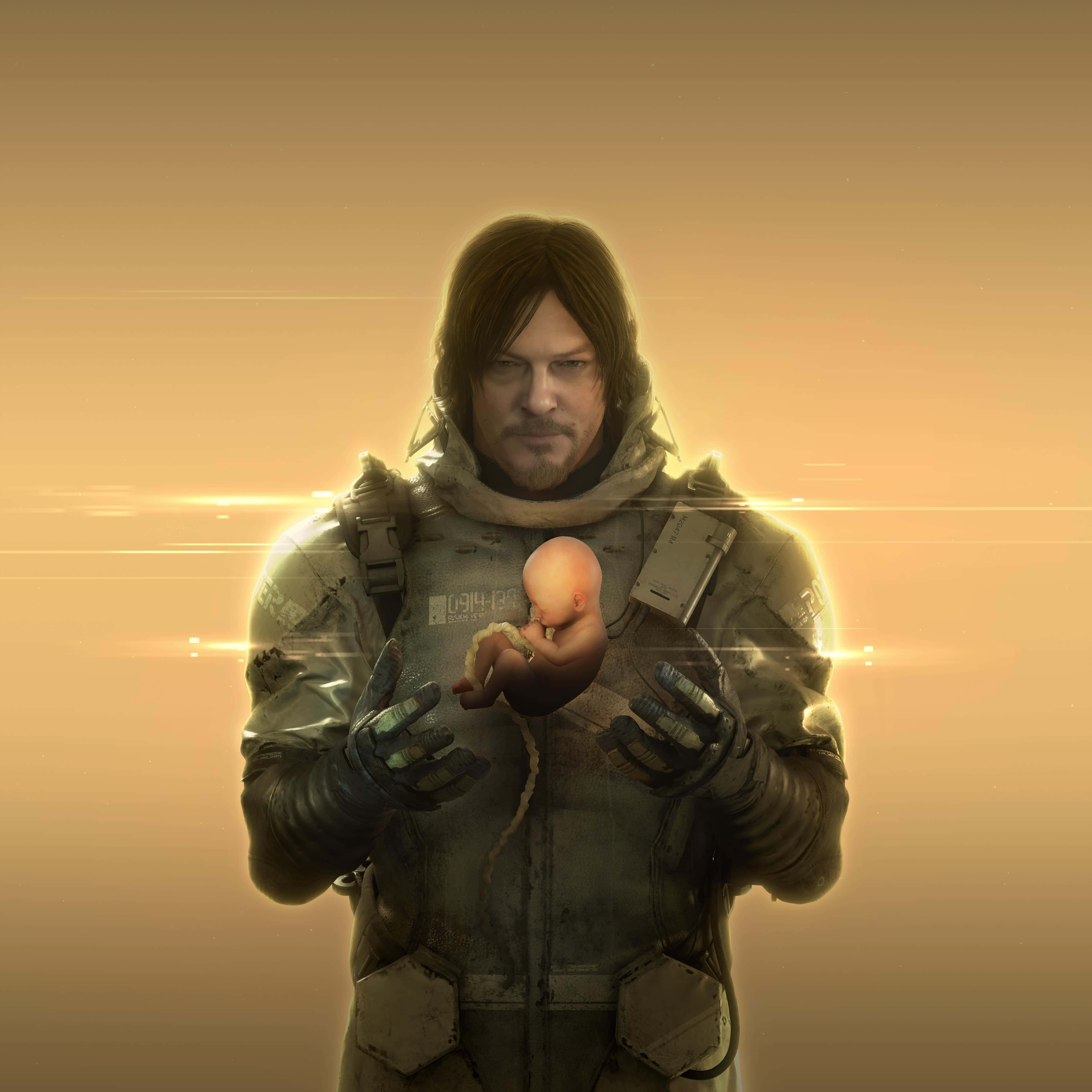 Death Stranding Mobile, futuristic armor, glowing newborn, 4K Desktop Wallpaper