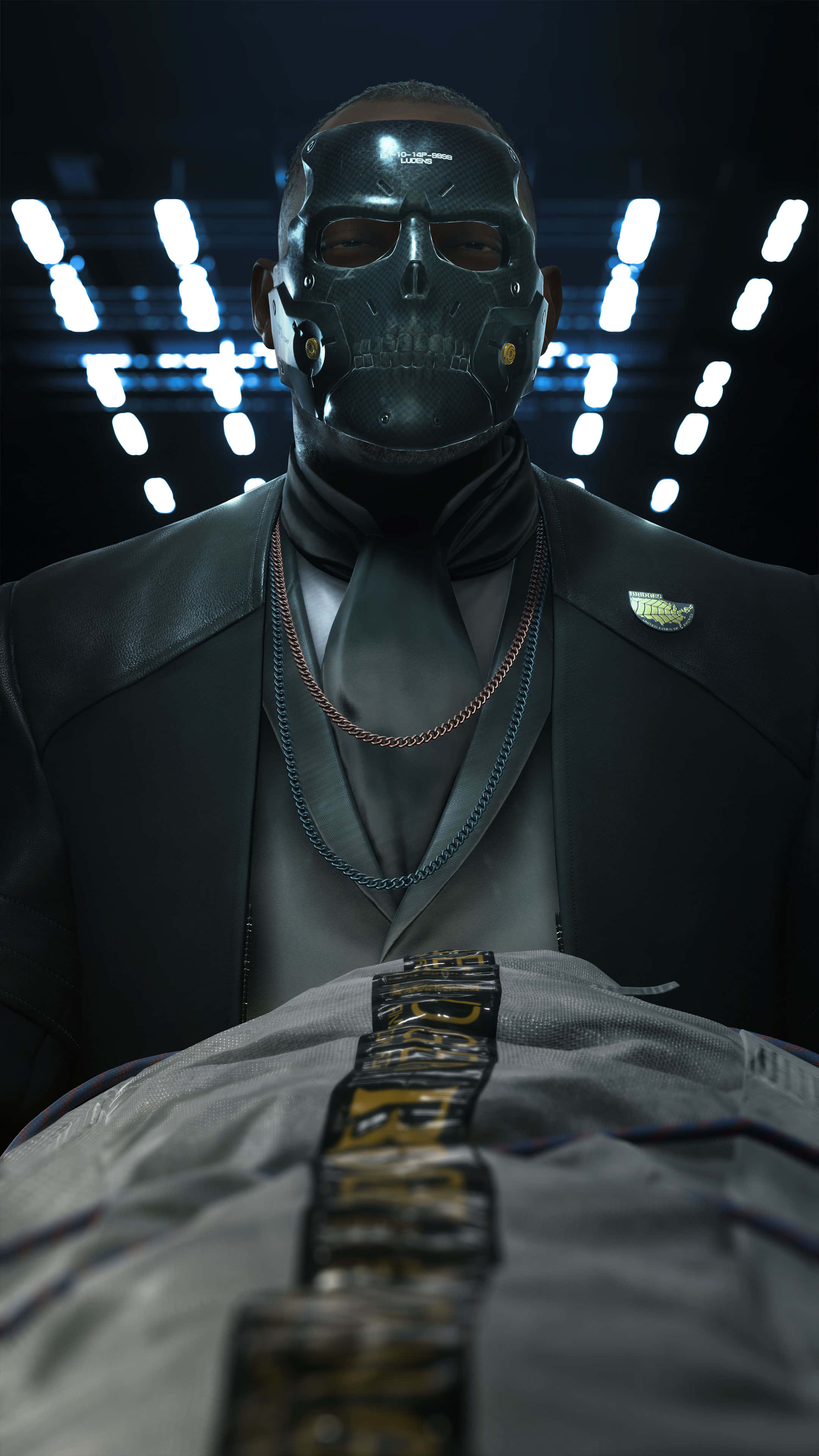 Death Stranding, mobile device, masked man, 4K Phone Wallpaper
