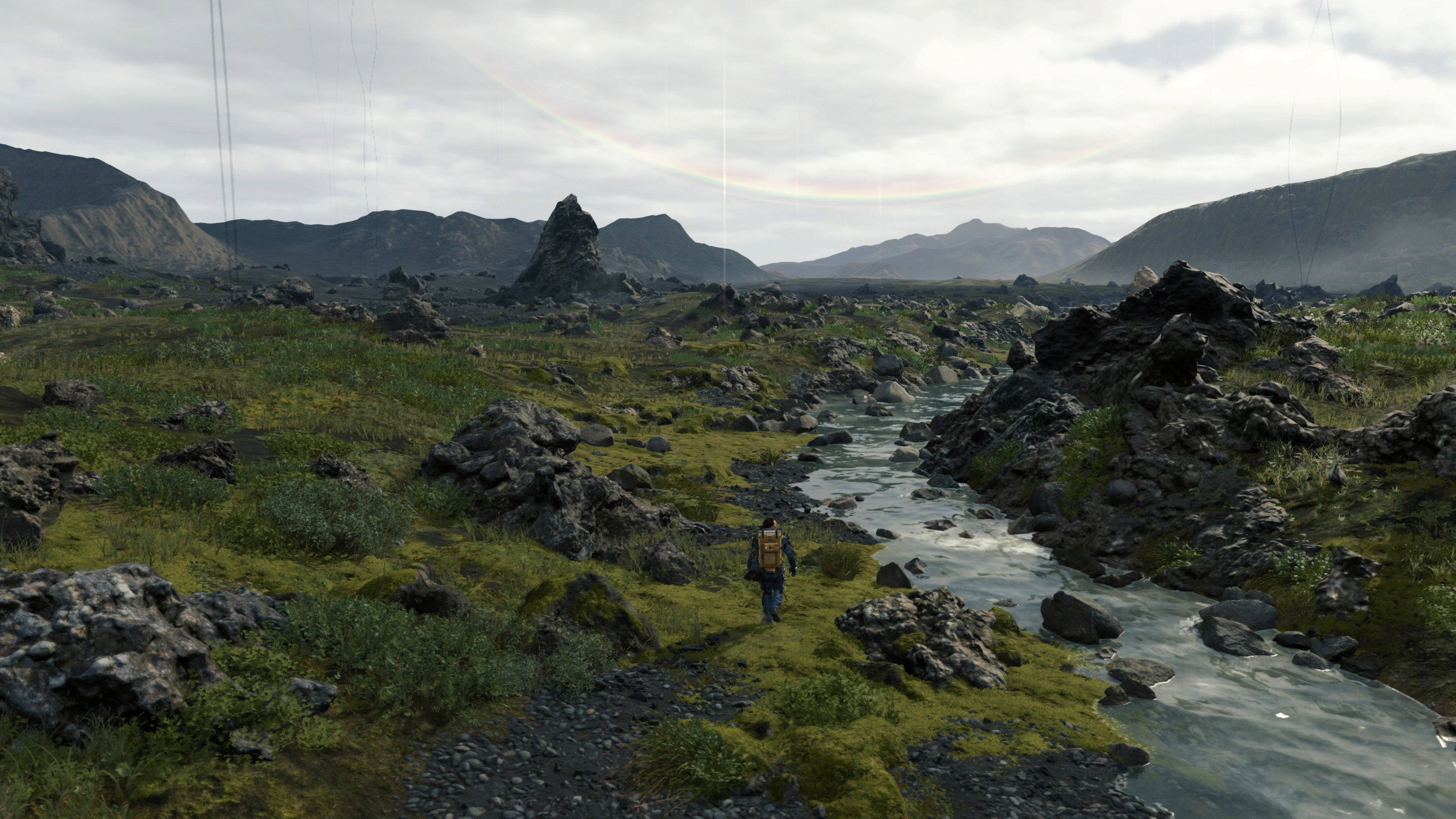 Death Stranding, rocky landform, mossy rocky valley, 4K Desktop Wallpaper