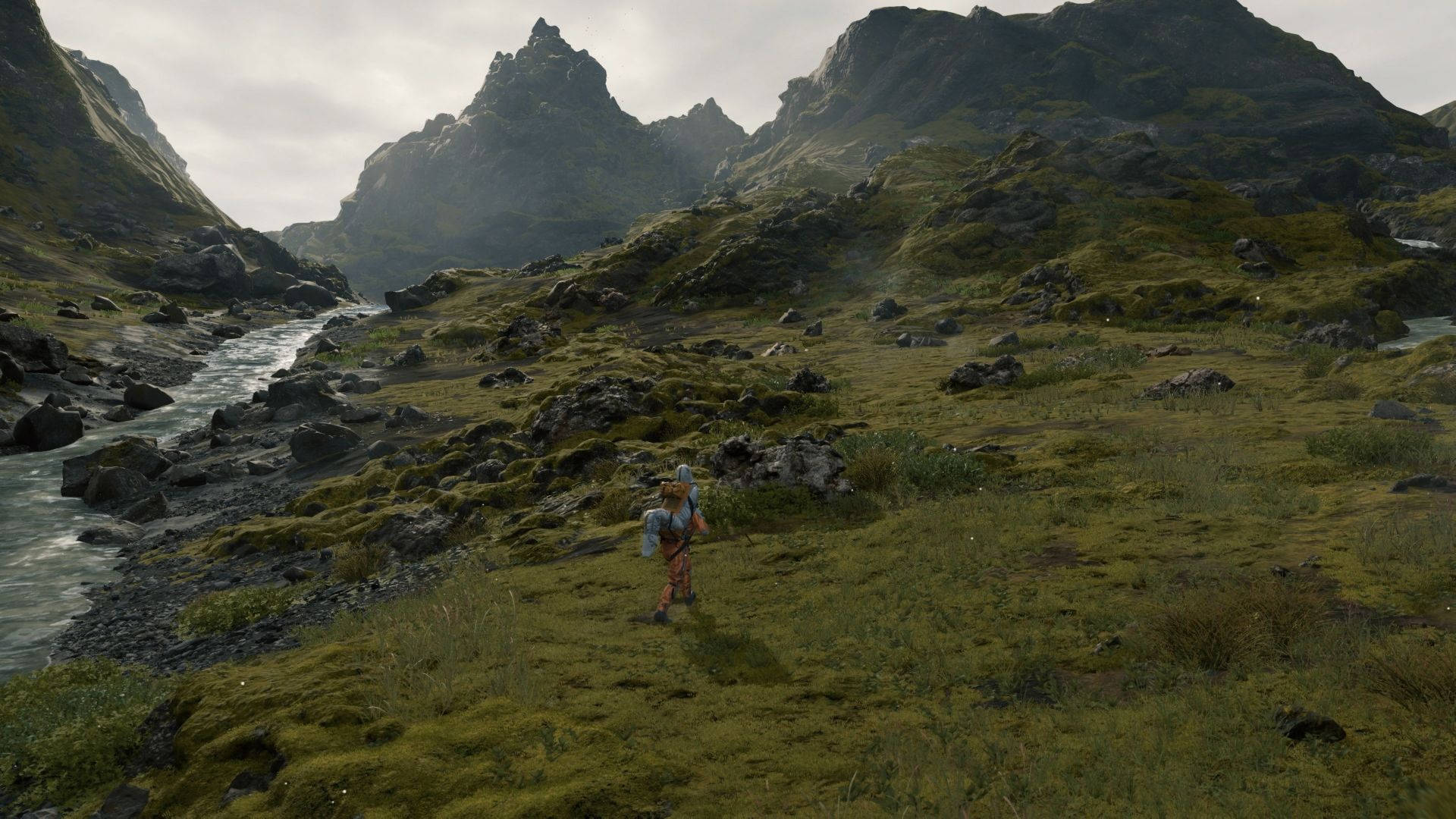 Death Stranding, 1920x1080, mossy mountain valley, Full HD Desktop Wallpaper