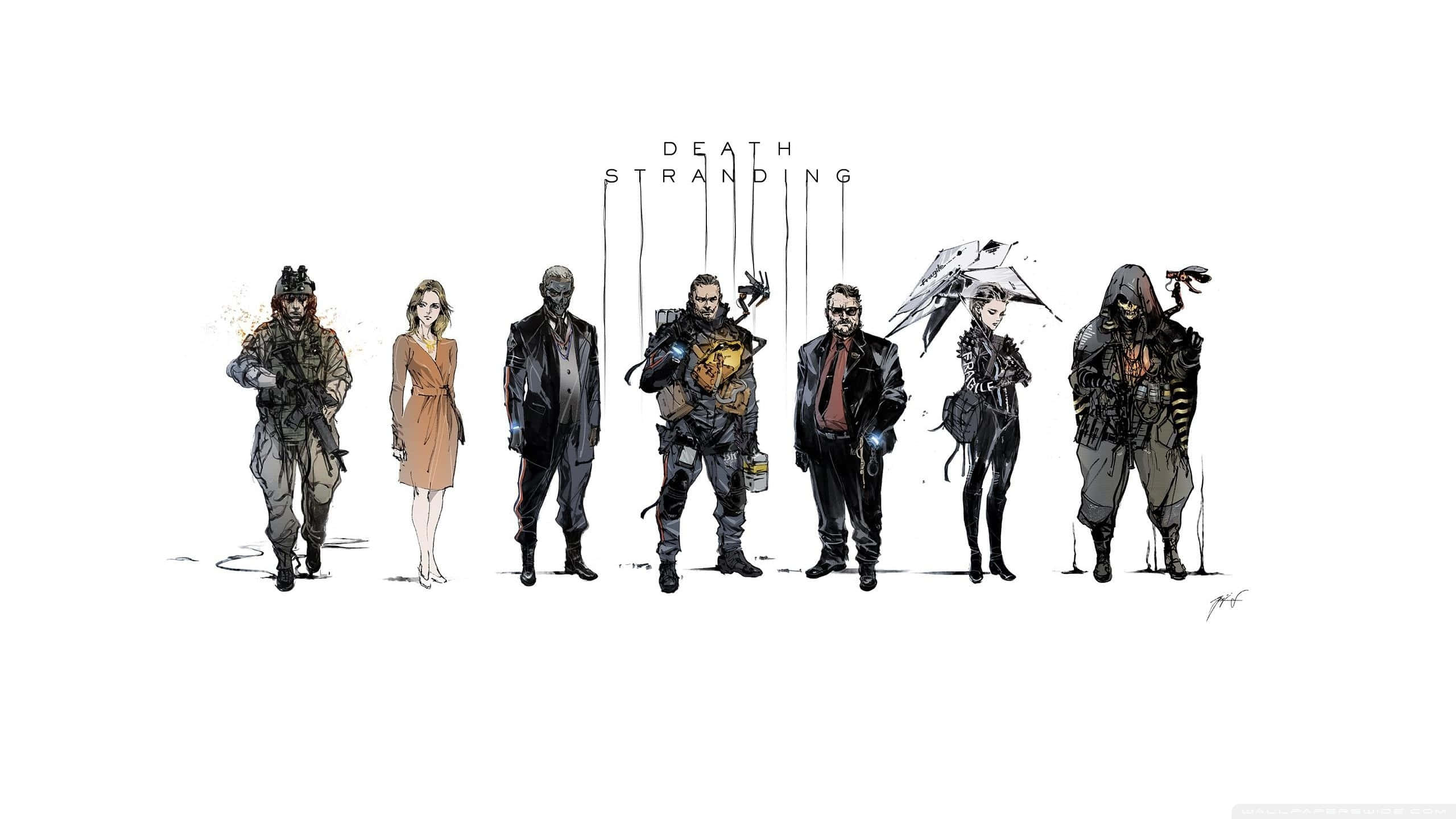 Death Stranding, characters, comic art, 2K Desktop Wallpaper