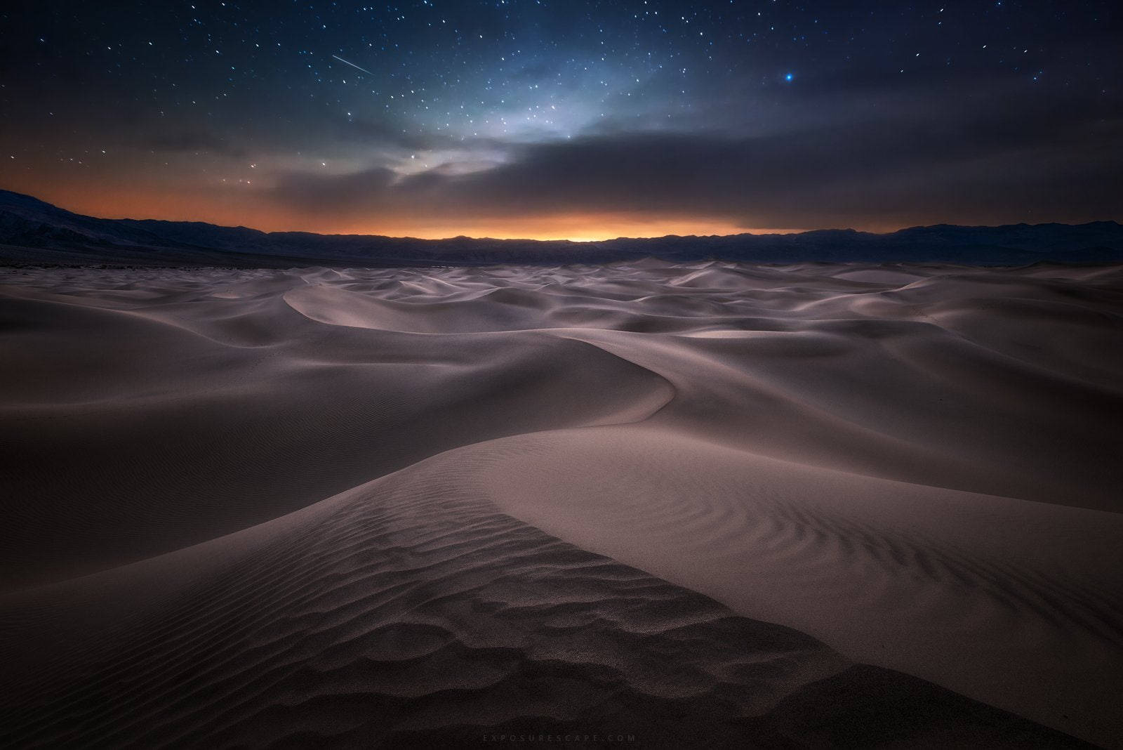 Death Valley, desert dunes, twilight sky, HD Desktop Wallpaper