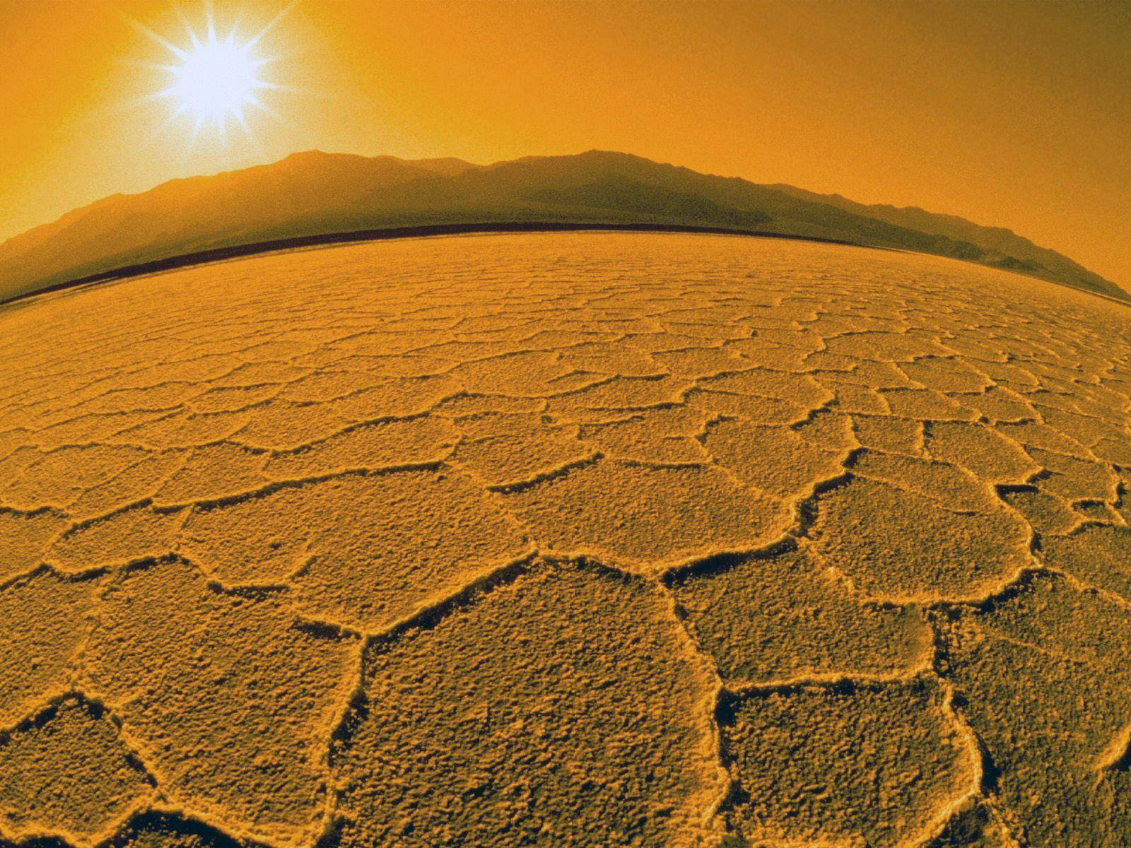 Death Valley, fisheye view, cracked desert floor, HD Desktop Wallpaper