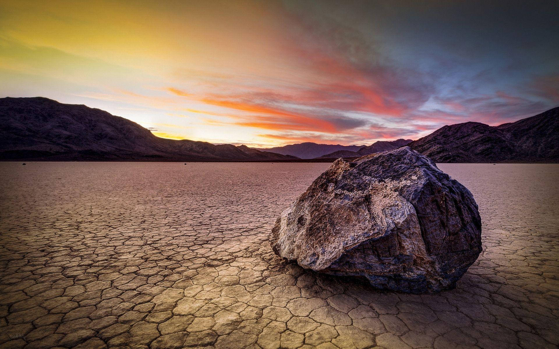 Death Valley, sunset, cracked desert playa, Full HD Desktop Wallpaper